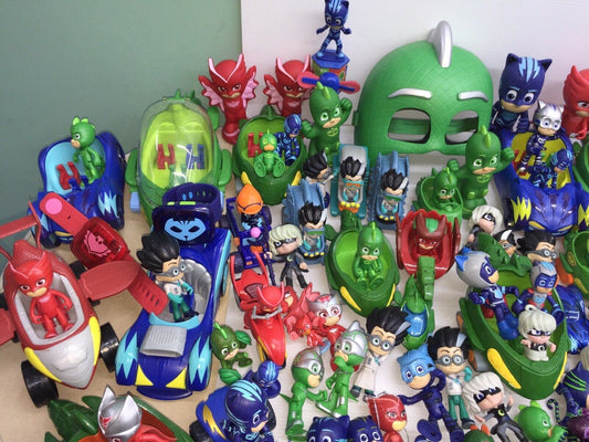 35 lbs LOT of PJ Masks Action Figures Toys Cars Connor Amaya Greg Super Heroes - Warehouse Toys