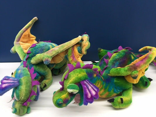 Used LOT 2 Melissa & Doug 30" Purple Green Blue Dragon Winged Plush Toys Fantasy