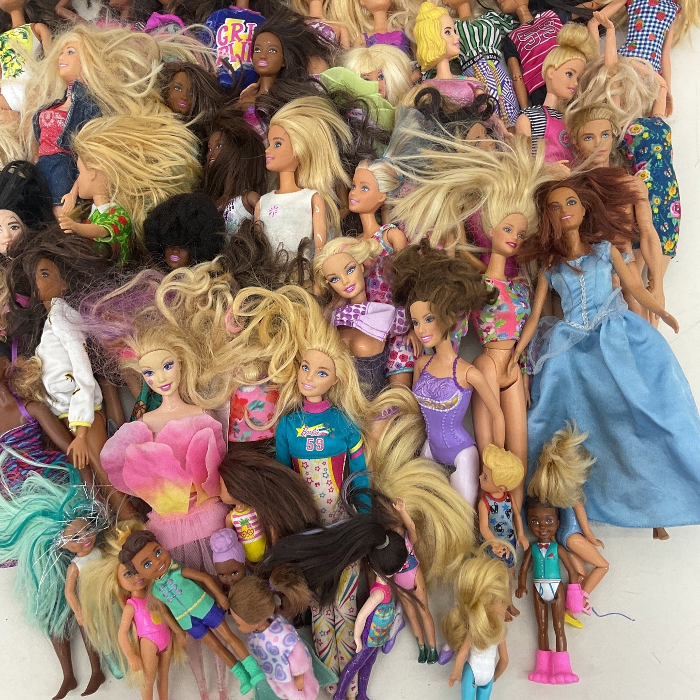 10 lbs LOT Mixed Loose Preowned Mattel Barbie & Others Fashion Play Dolls - Warehouse Toys