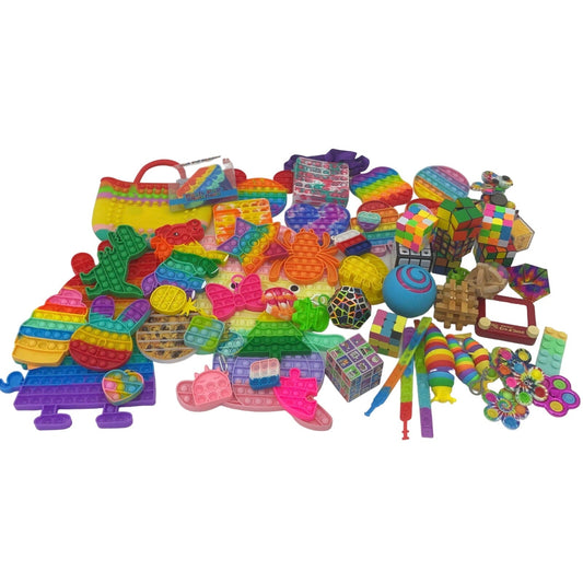 10 lbs Mixed LOT Fidget Sensory Autism Colorful Rainbow Pop Its Spinners Toys - Warehouse Toys