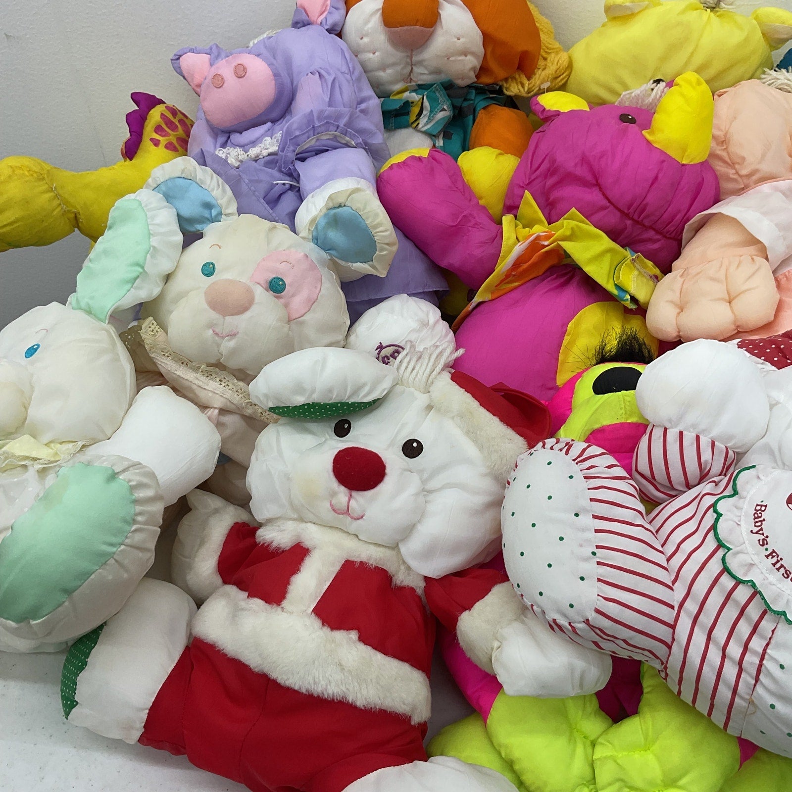 10 lbs Preowned Fisher Price Puffalumps & Others Vintage Stuffed Animals LOT - Warehouse Toys