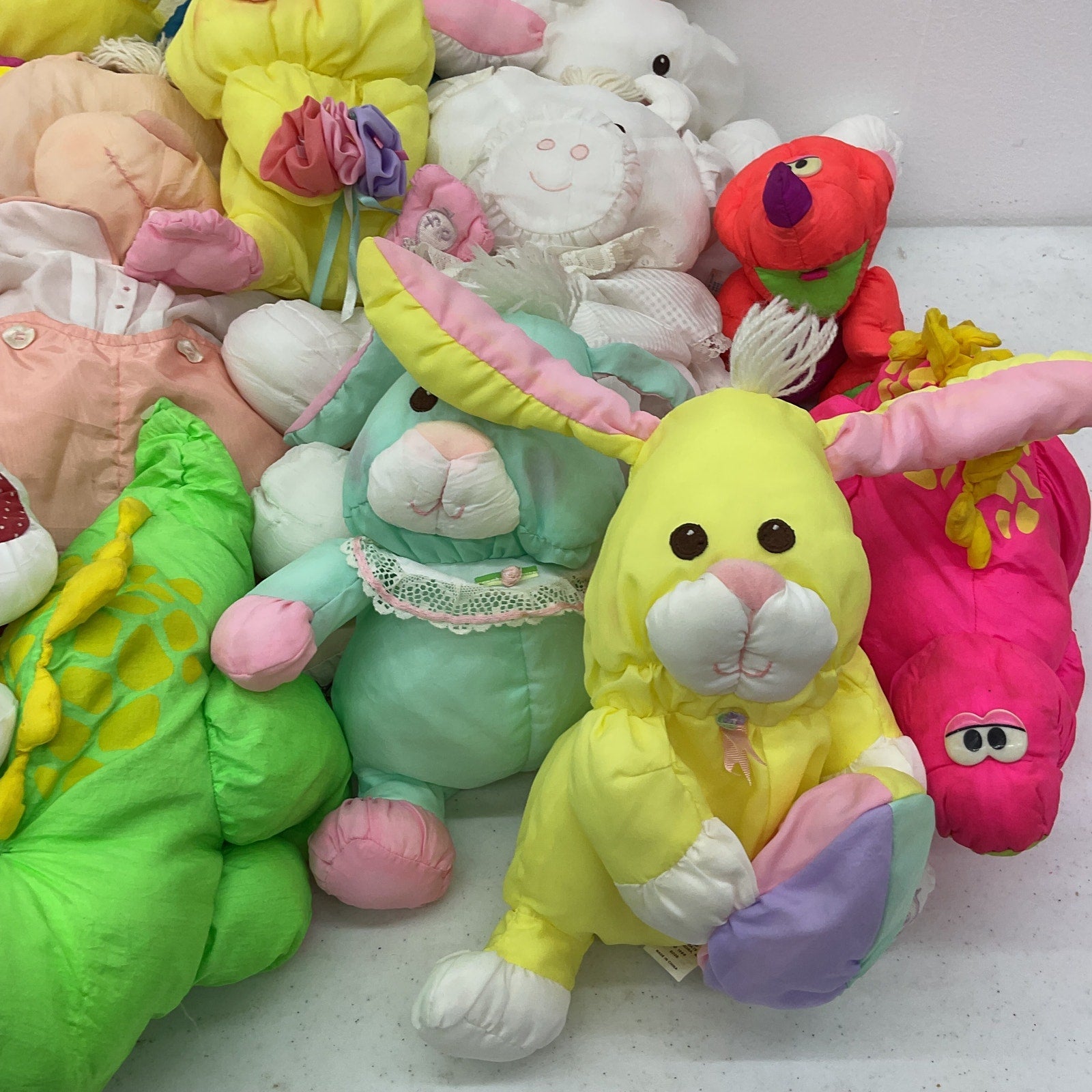 10 lbs Preowned Fisher Price Puffalumps & Others Vintage Stuffed Animals LOT - Warehouse Toys