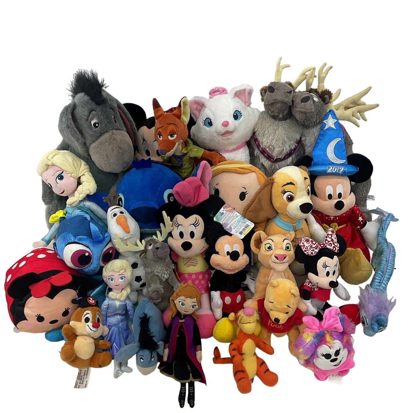 13 lbs LOT Disney Character Mixed Preowned Plush Dolls Toys Nala Lady Sven Dory - Warehouse Toys