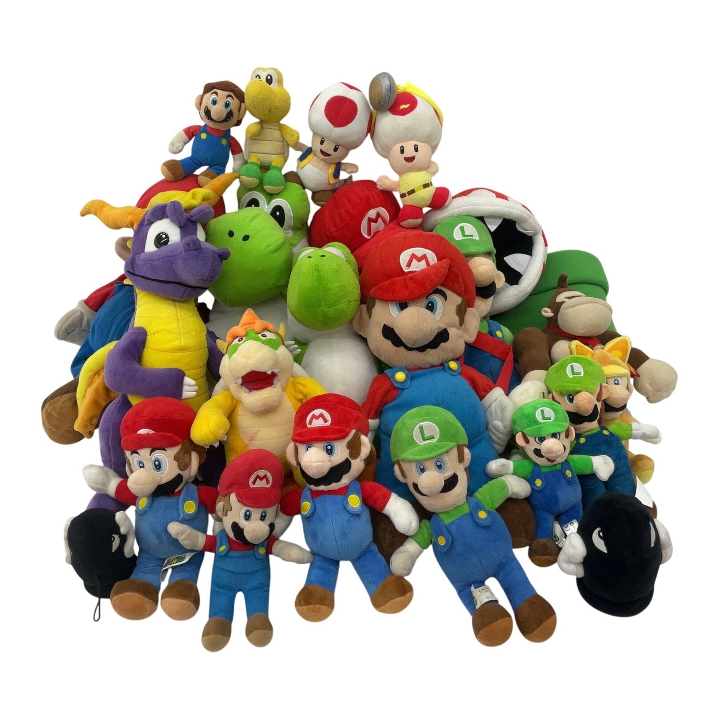 13 lbs Mixed Preowned LOT Nintendo Spyro Super Mario Yoshi Luigi Plush Dolls - Warehouse Toys