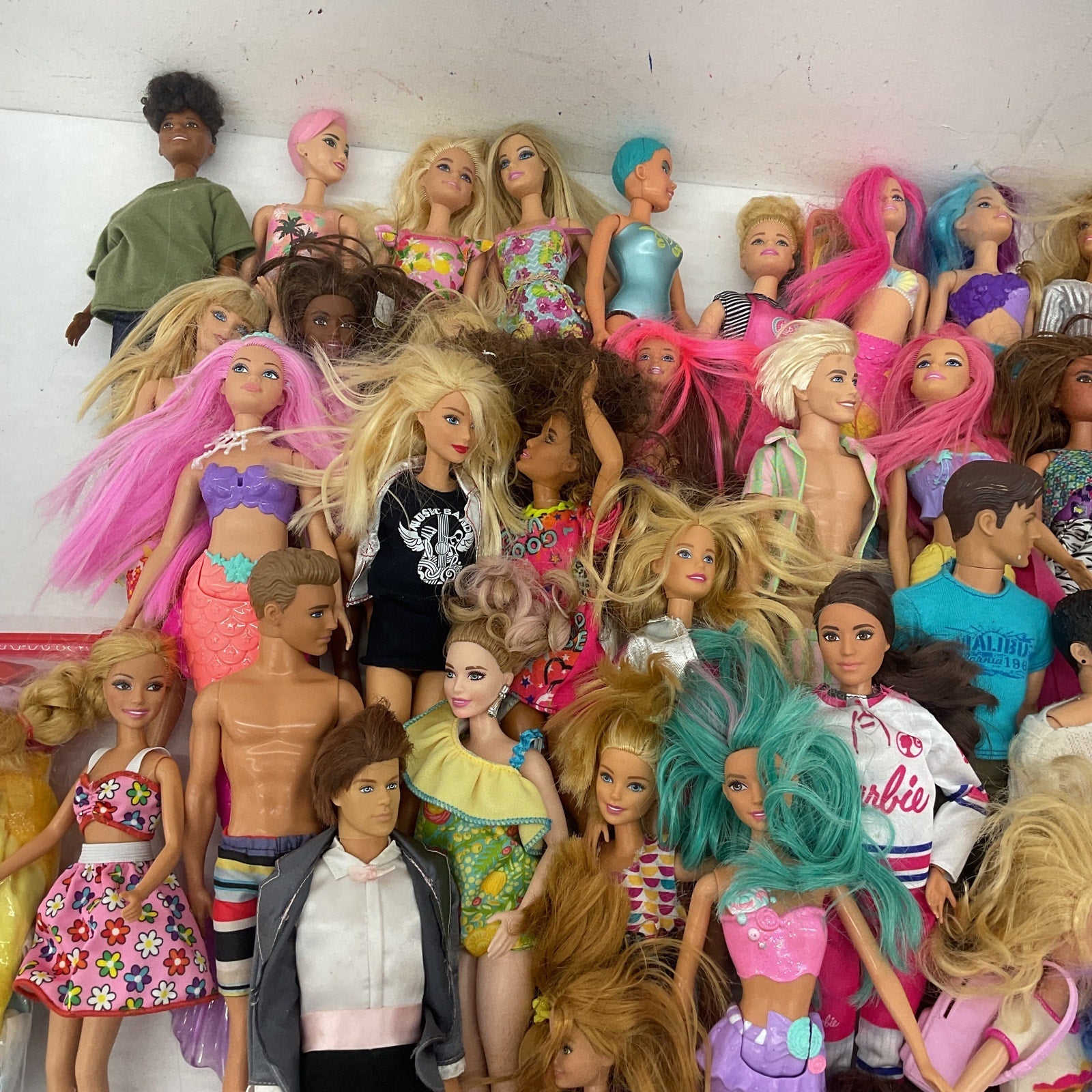 14 lbs LOT Mixed Loose Preowned Mattel Barbie & Others Fashion Play Dolls - Warehouse Toys