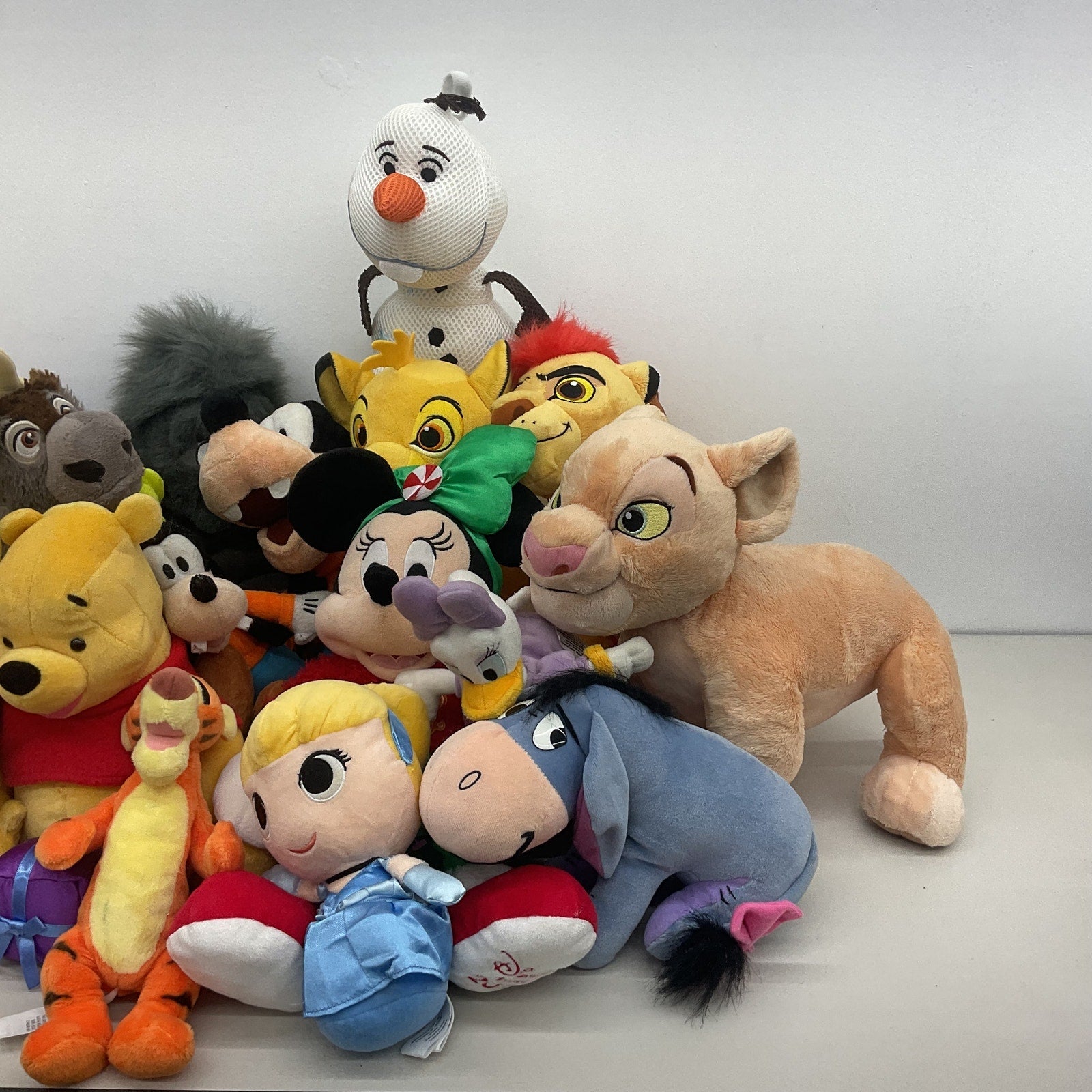 17 lbs LOT Mixed Disney Character Plush Dolls Lion King Nala Simba Eeyore Olaf - Warehouse Toys