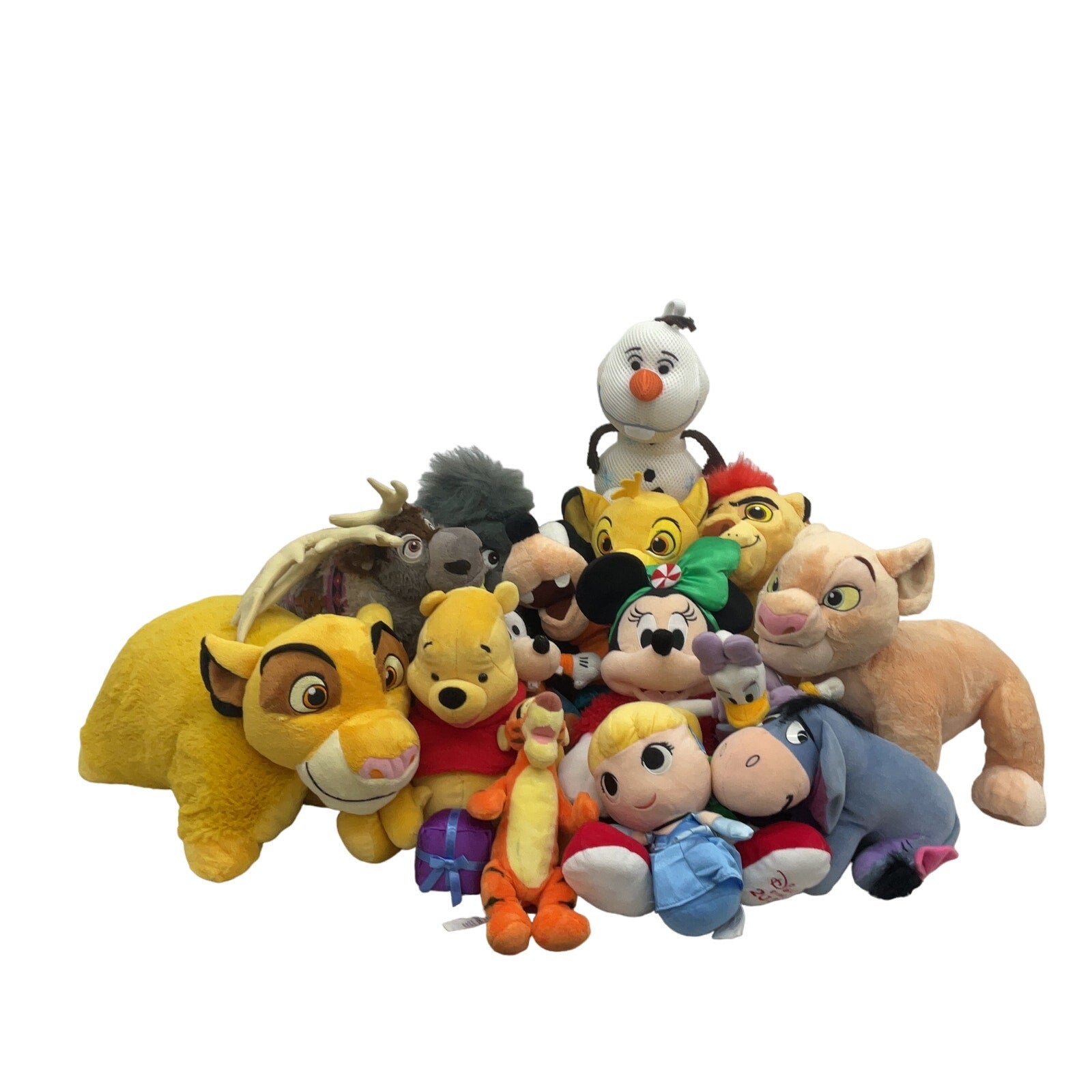 17 lbs LOT Mixed Disney Character Plush Dolls Lion King Nala Simba Eeyore Olaf - Warehouse Toys