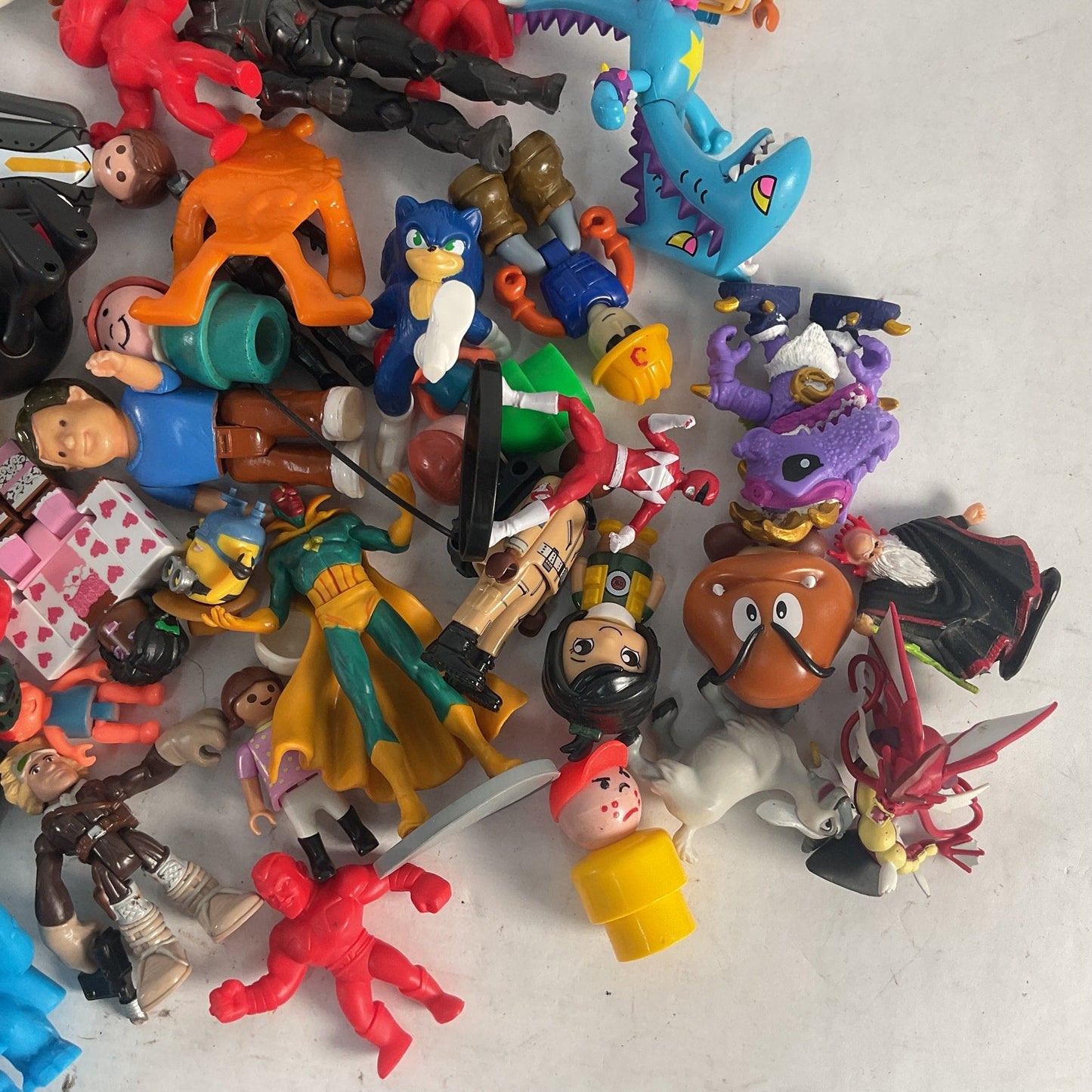 2lb Mixed Lot of Assorted Figure Toys PLAYMOBIL Pokemon Sonic Mattel MUSCLE Men - Warehouse Toys