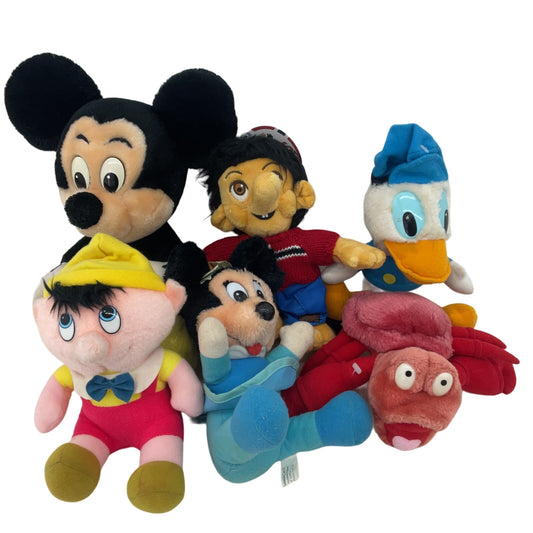 Disney Character Mixed Preowned LOT Plush Dolls Toys Vintage Mickey Xmas Carol