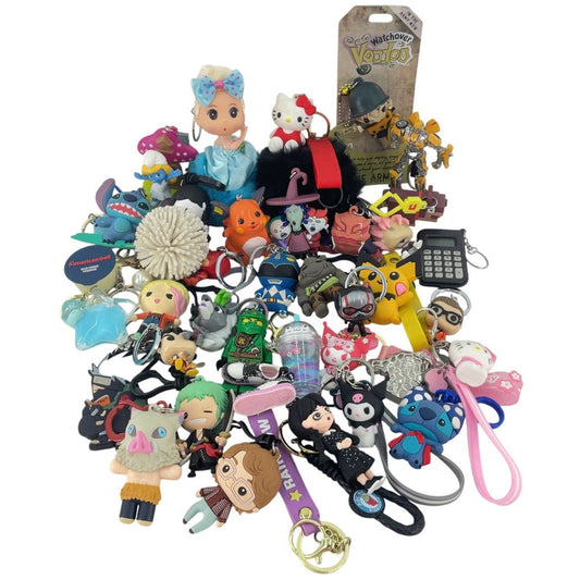 3lb Mixed Lot Keychains Disney Hello Kitty Kuromi Pikachu Lego Anime Preowned - Warehouse Toys