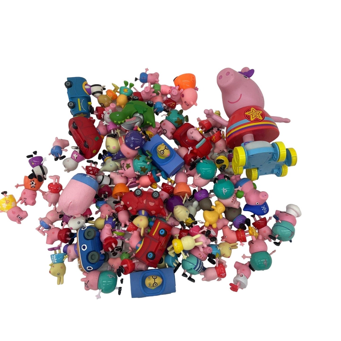 5 lbs Preowned Mixed LOT Peppa Pig Toy Figures Figurines Cake Toppers Vehicles - Warehouse Toys