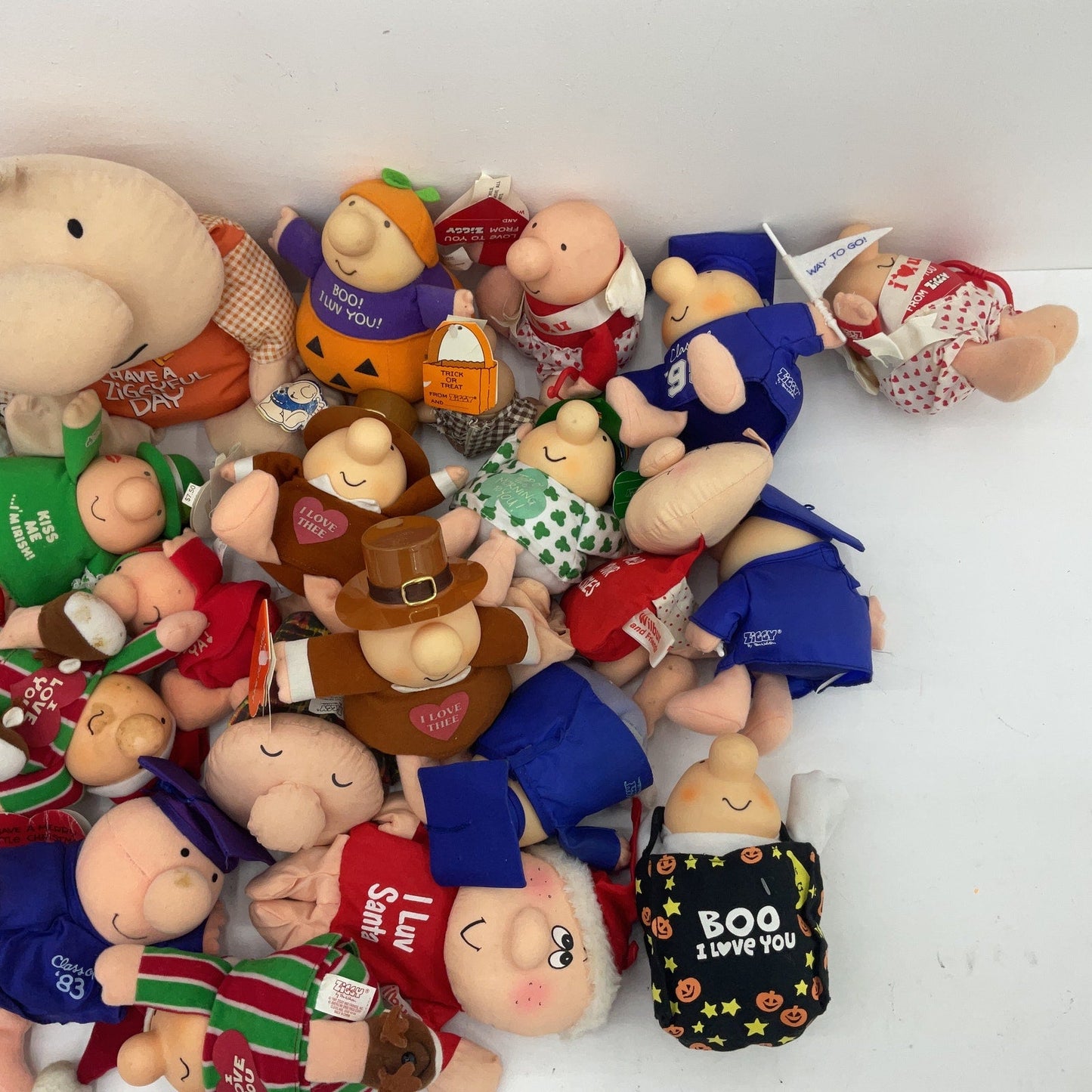 7 lbs American Greetings Vintage Ziggy Comic Stuffed Animals Plush Dolls LOT - Warehouse Toys