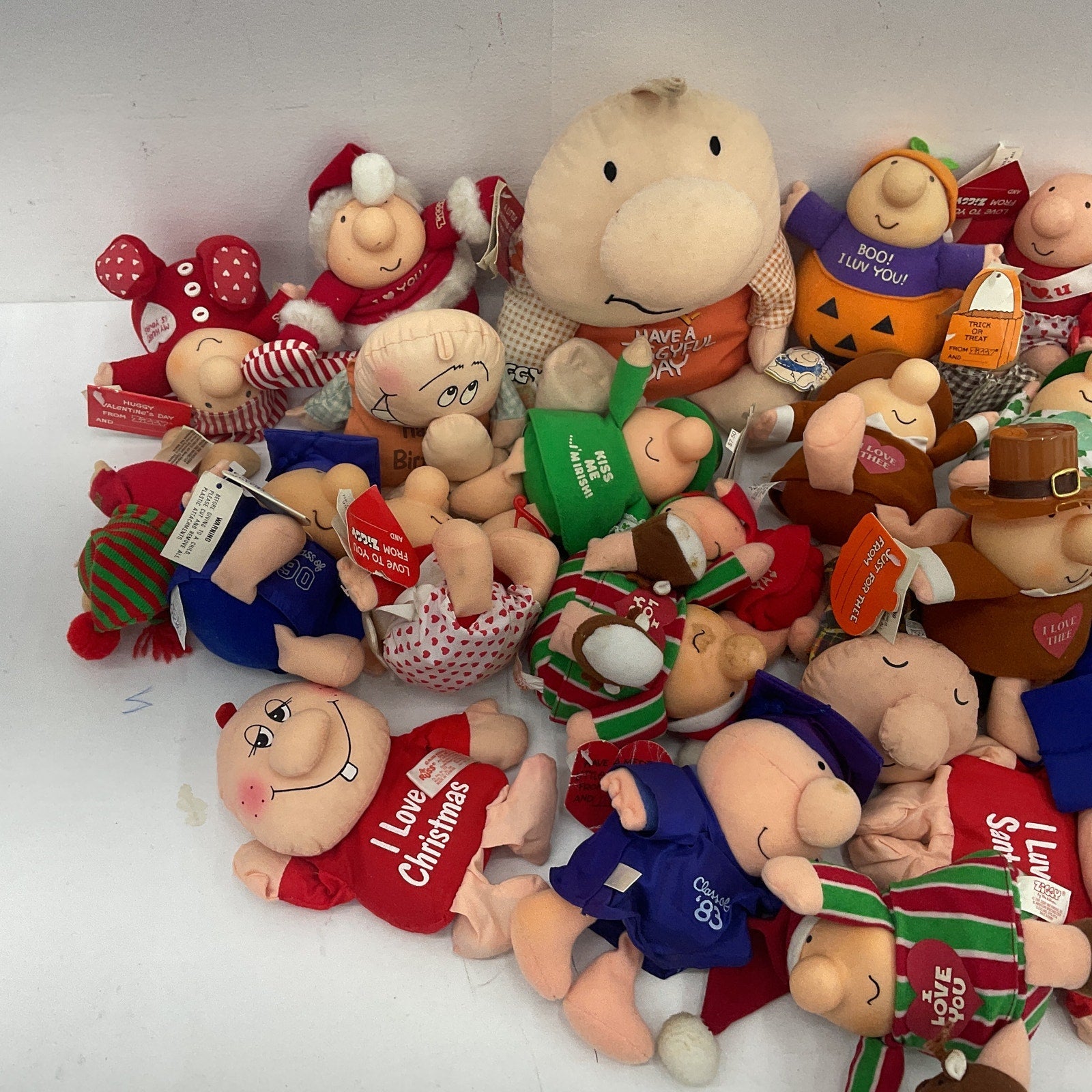 7 lbs American Greetings Vintage Ziggy Comic Stuffed Animals Plush Dolls LOT - Warehouse Toys