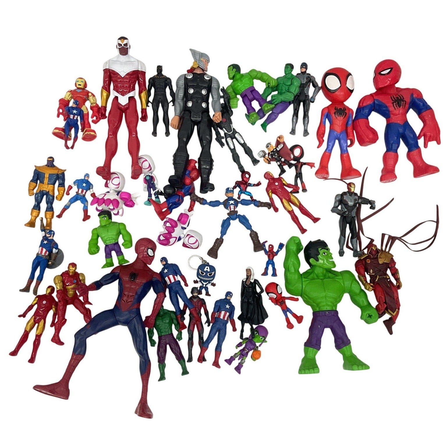 7+ LBs Mixed Lot Marvel Super Hero Action Figures Toys Spiderman Hulk Preowned - Warehouse Toys