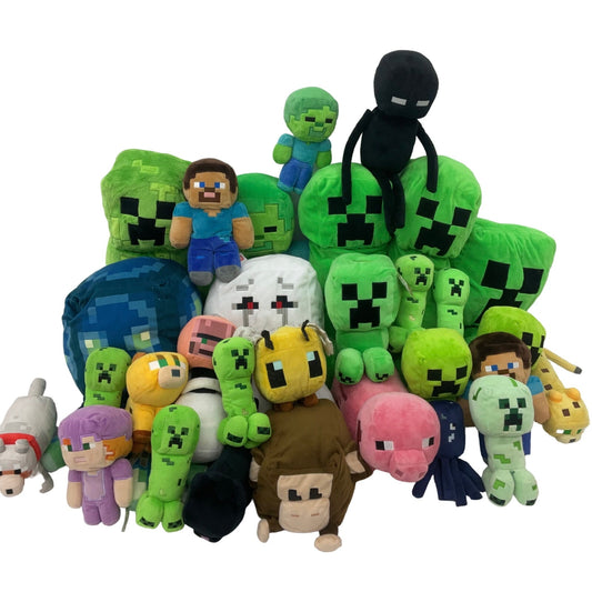 Preowned Mixed Characters LOT 13 lbs Minecraft Plush Dolls Stuffed Animals Toys