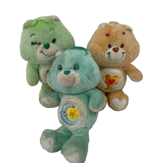 Vintage 1980s Kenner Care Bears LOT of 3 Plush Champ Bedtime Good Luck Green