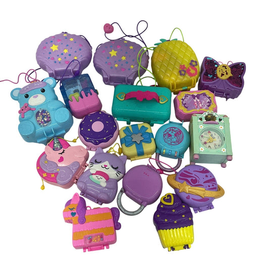 8 lbs Preowned Mixed LOT Polly Pocket Compact Play Sets Toy Cases Pink Purple - Warehouse Toys