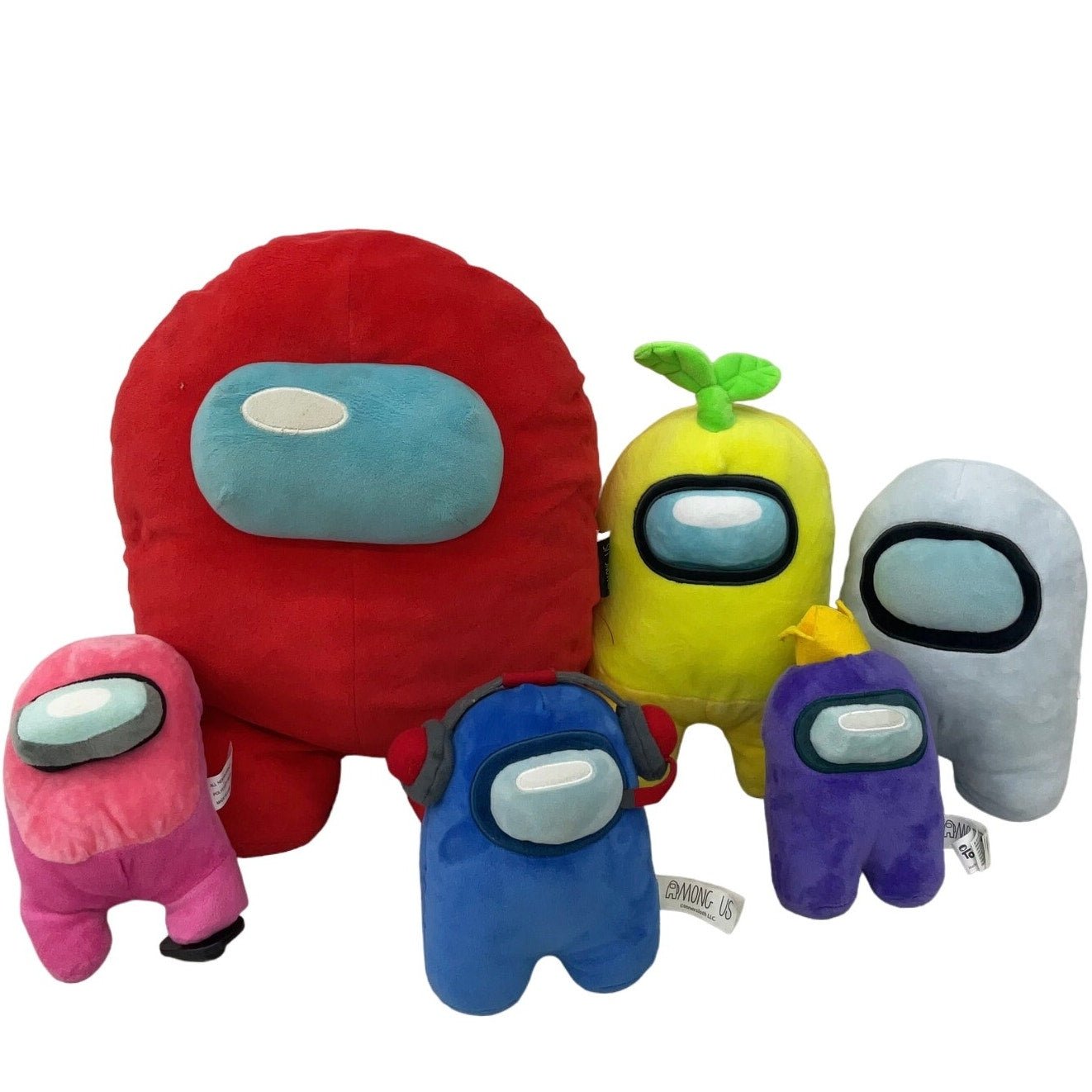 Among Us Video Game Character Plush Dolls Preowned LOT Pink Red Yellow Blue - Warehouse Toys