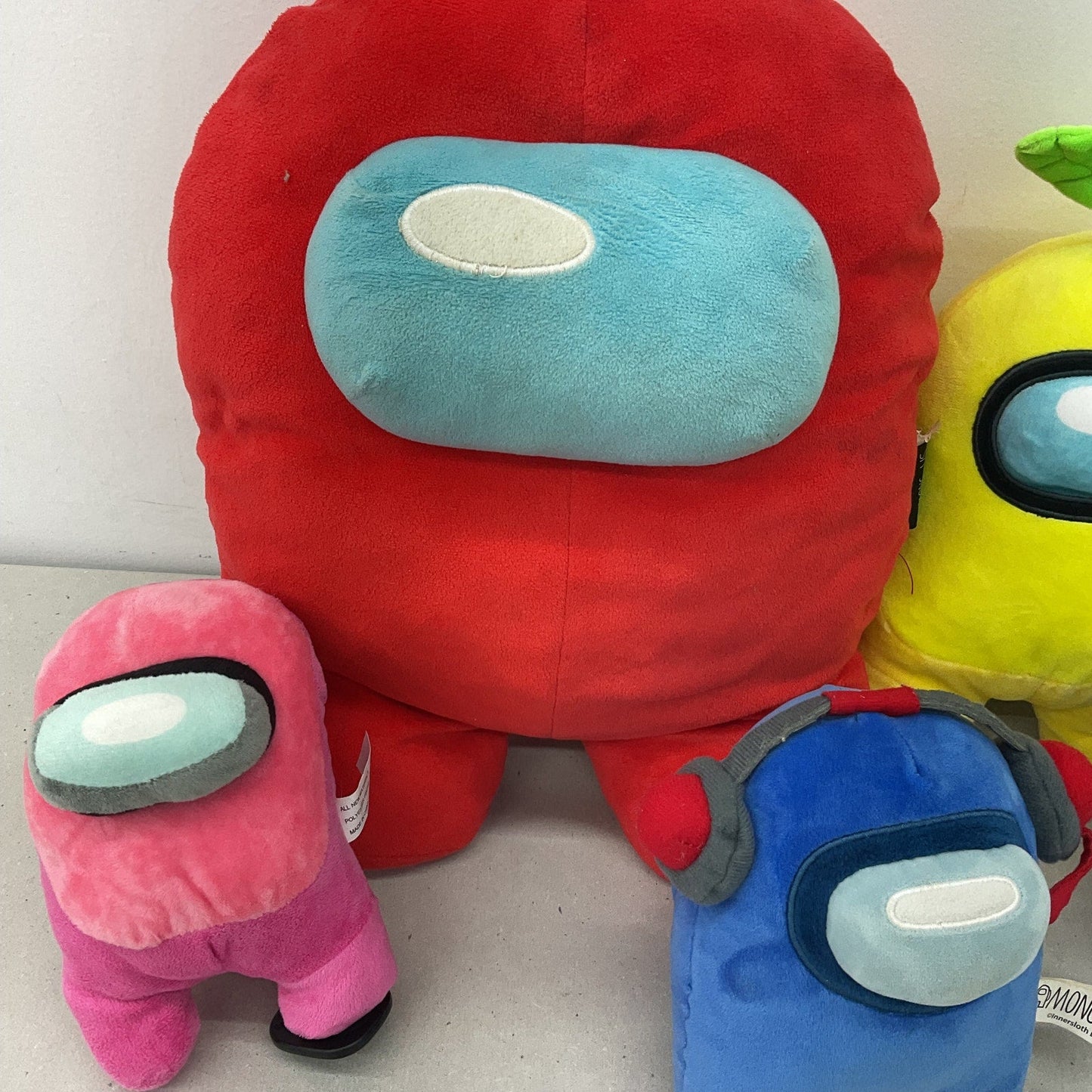 Among Us Video Game Character Plush Dolls Preowned LOT Pink Red Yellow Blue - Warehouse Toys