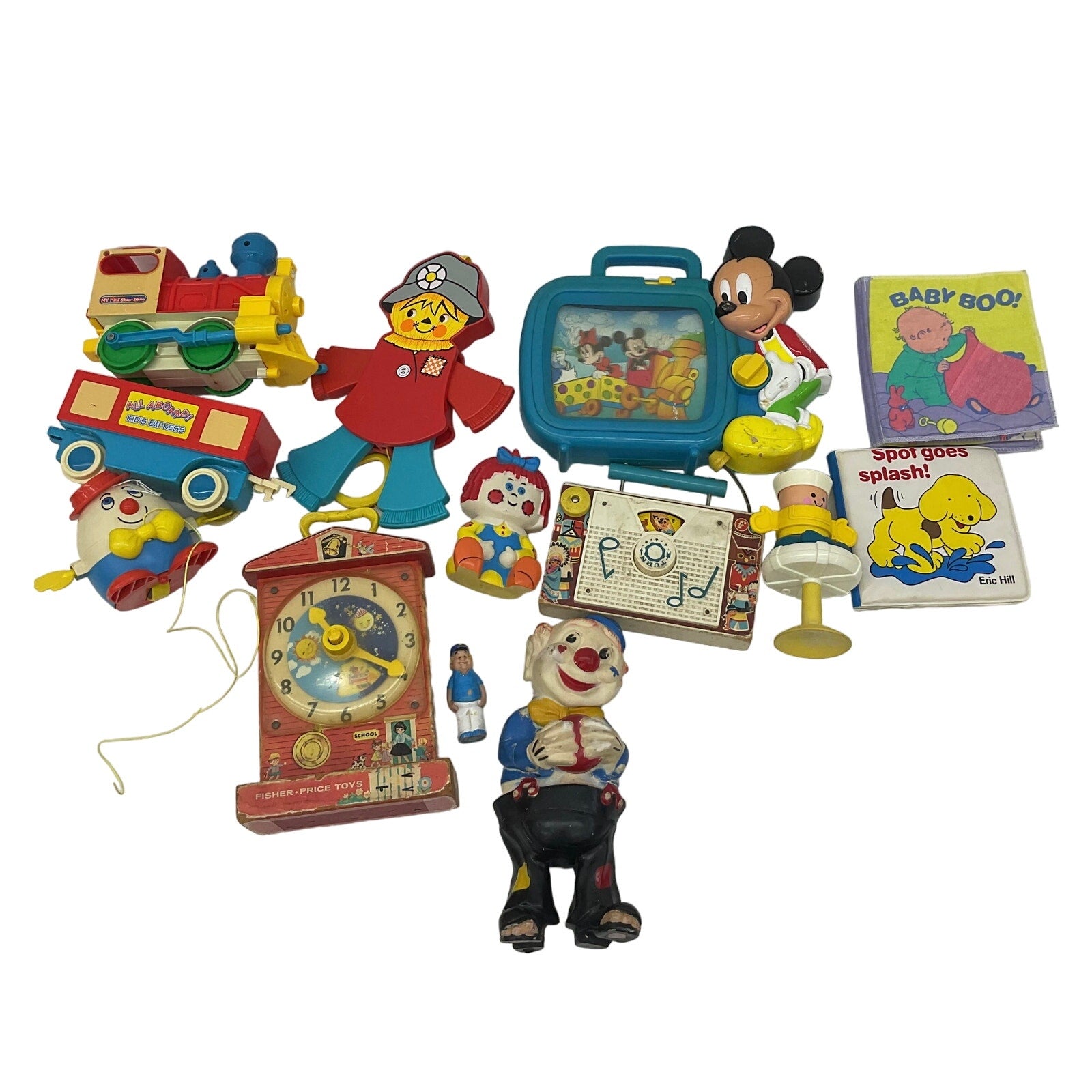 Antique & Vintage Childhood Classic Toys Fisher Price Puppet Clock Clown Books - Warehouse Toys