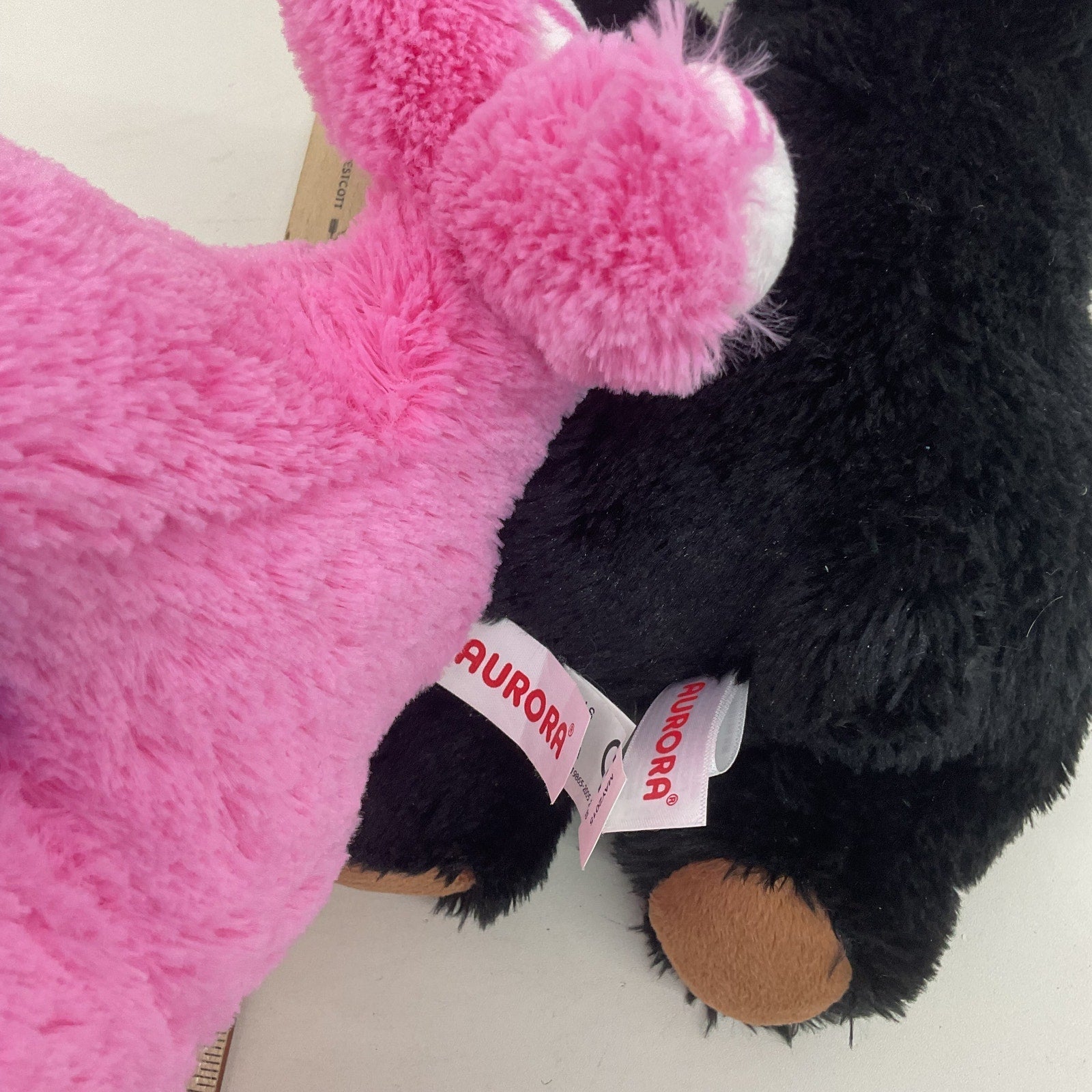 Aurora Plush LOT Black Brown Grizzly Bear & Valentines Pink Whale Heart Plush - Warehouse Toys