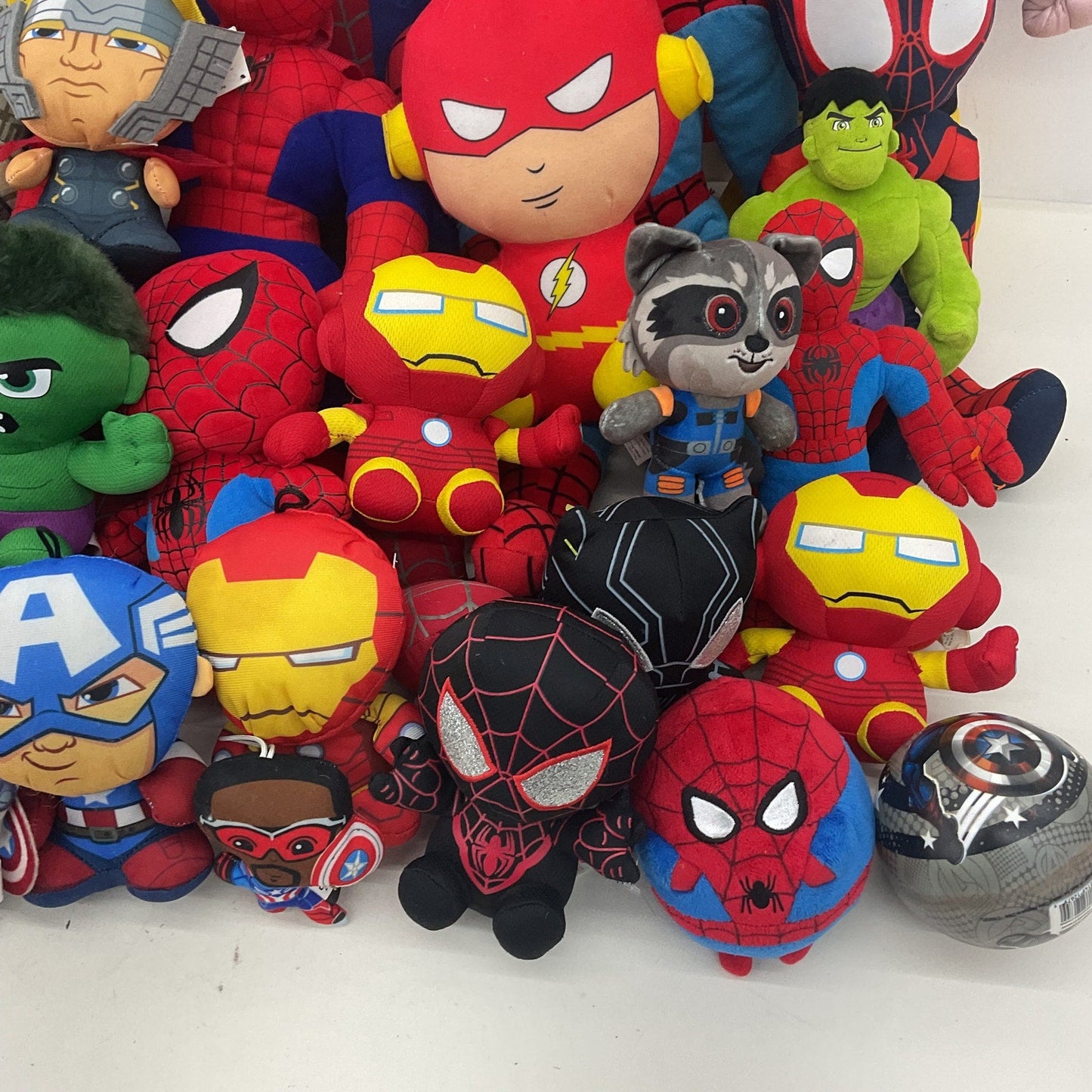 Avengers Marvel Stuffed Animals LOT Preowned 13 lbs Hulk Spiderman Thor Flash - Warehouse Toys