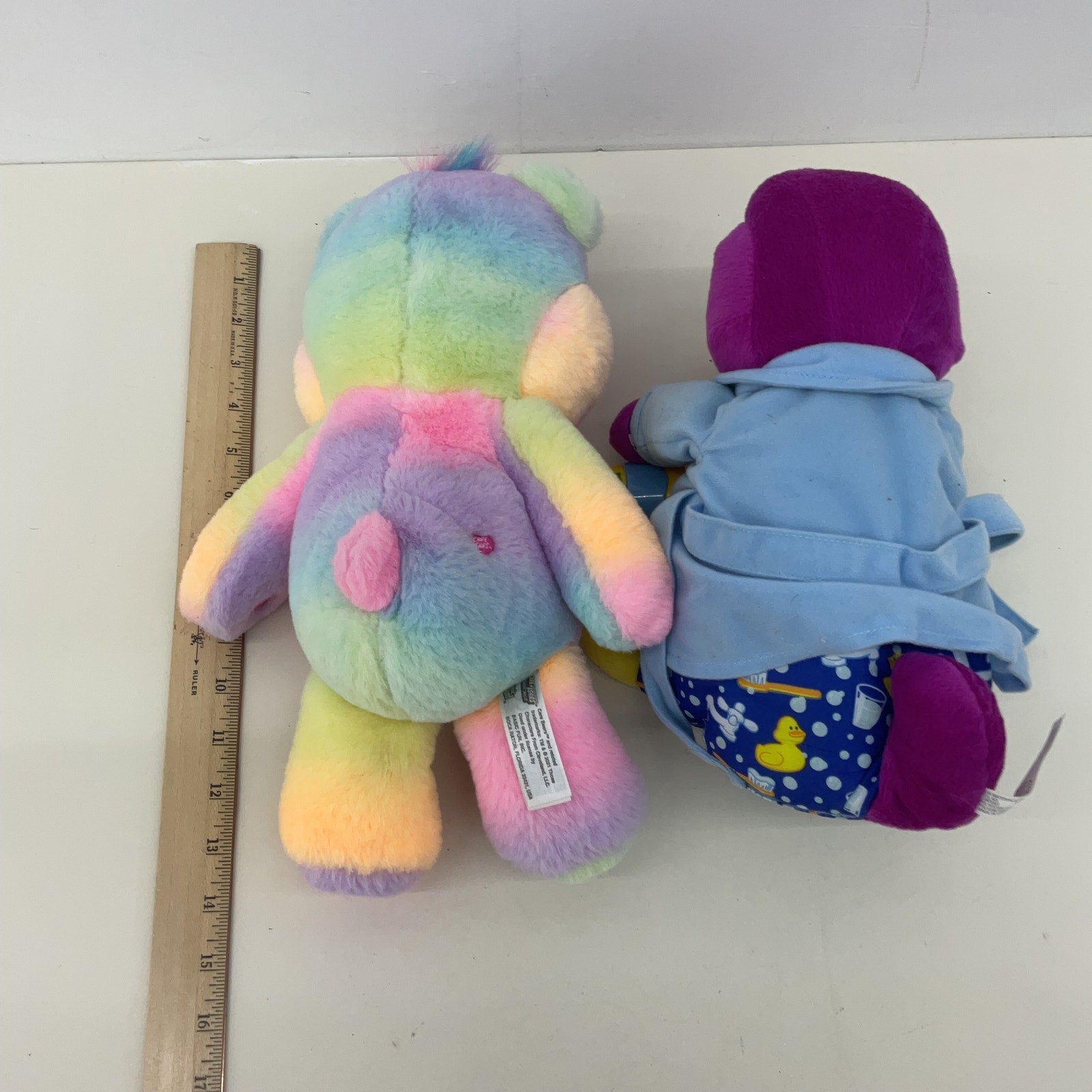 Barney the Purple Dinosaur in Pajamas & Rainbow Colored Care Bear Plush Toys - Warehouse Toys