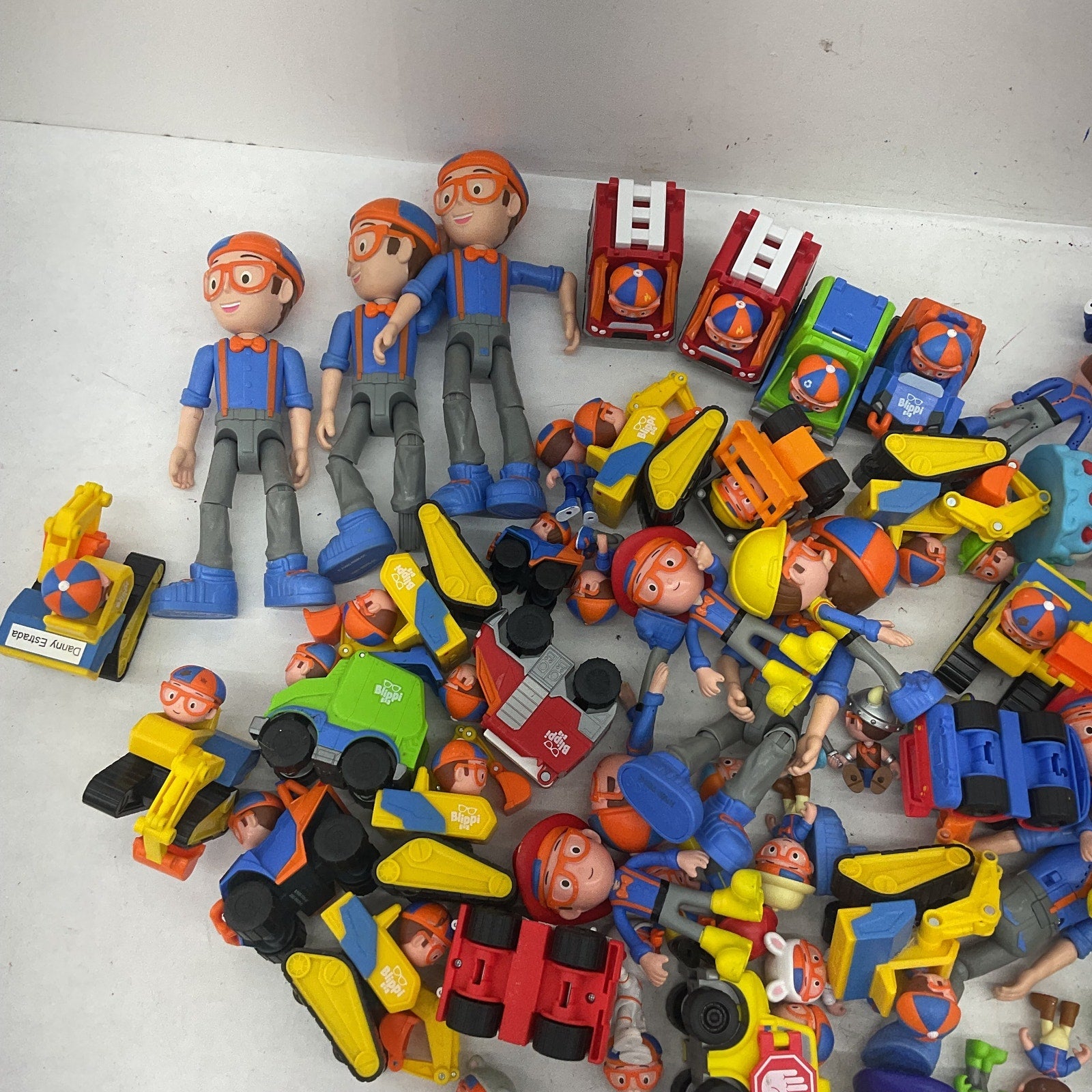 Blippi Orange Blue Vehicles Toy Figures Cake Toppers Dolls 10 lbs Preowned LOT - Warehouse Toys