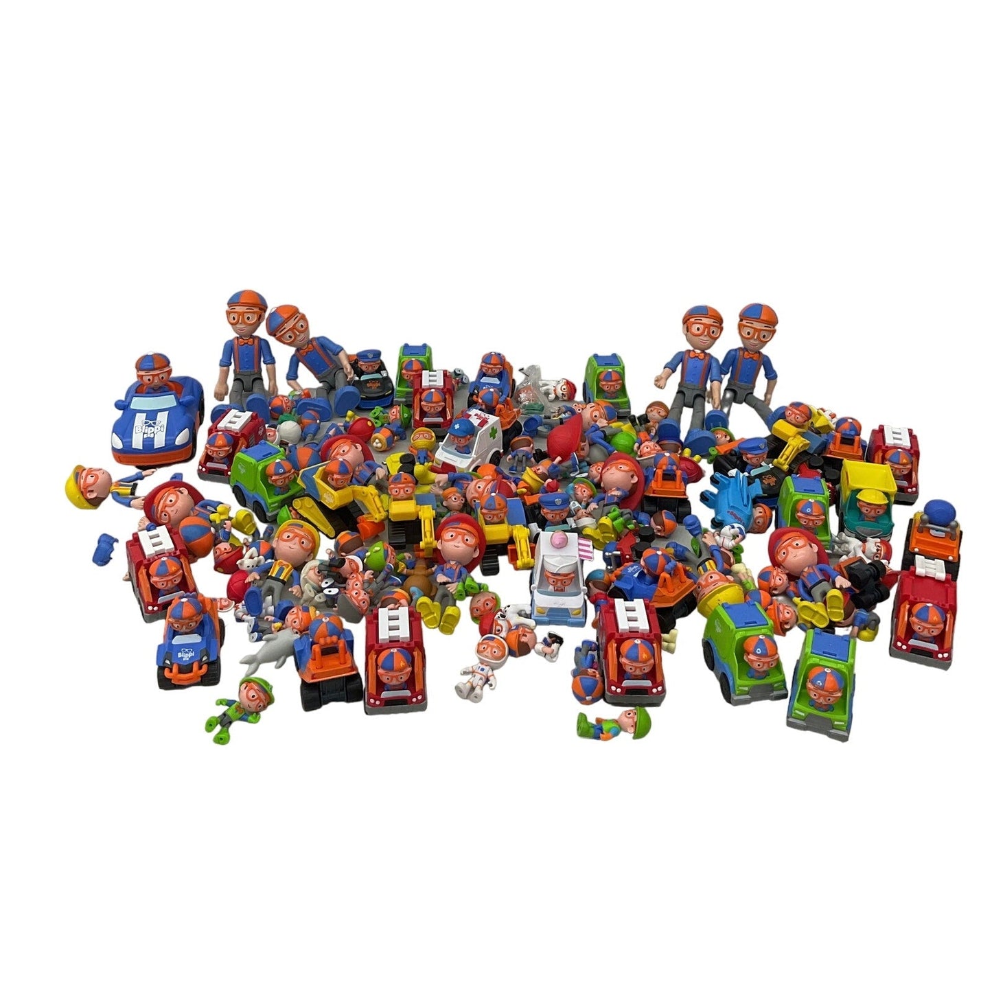 Blippi Orange Blue Vehicles Toy Figures Cake Toppers Dolls 15 lbs Preowned LOT - Warehouse Toys