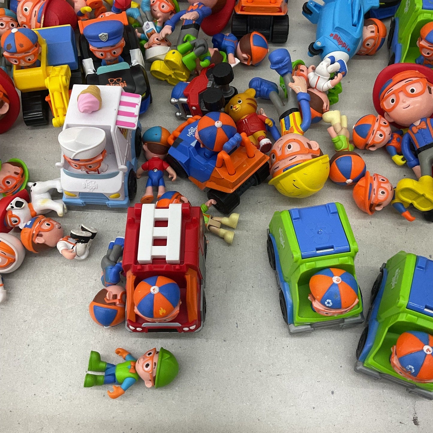 Blippi Orange Blue Vehicles Toy Figures Cake Toppers Dolls 15 lbs Preowned LOT - Warehouse Toys