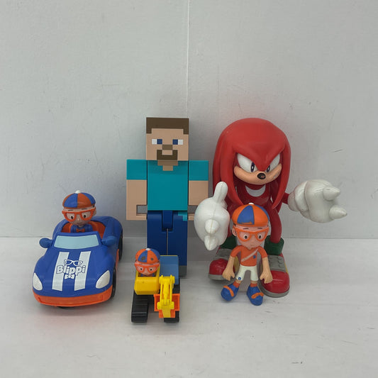 Blippi Sonic The Hedgehog Knuckles Minecraft Red Action Figure Plush Toy Lot - Warehouse Toys