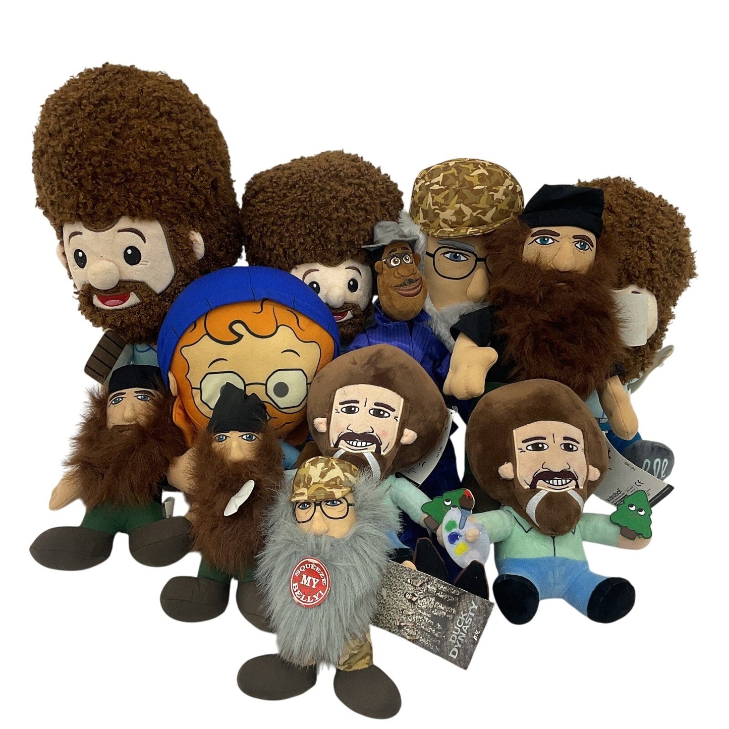 Bob Ross Duck Dynasty & Others Humanoid Human Character Plush Dolls 5 lbs LOT - Warehouse Toys