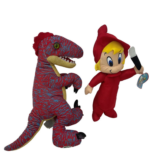 Build A Bear Workshop Red T - Rex Dinosaur Plush & Casper's Red Wendy Witch Doll - Warehouse Toys