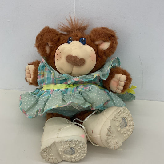 Vintage Xavier Roberts Furskins Country Home Teddy Bear in Dress Plush Doll