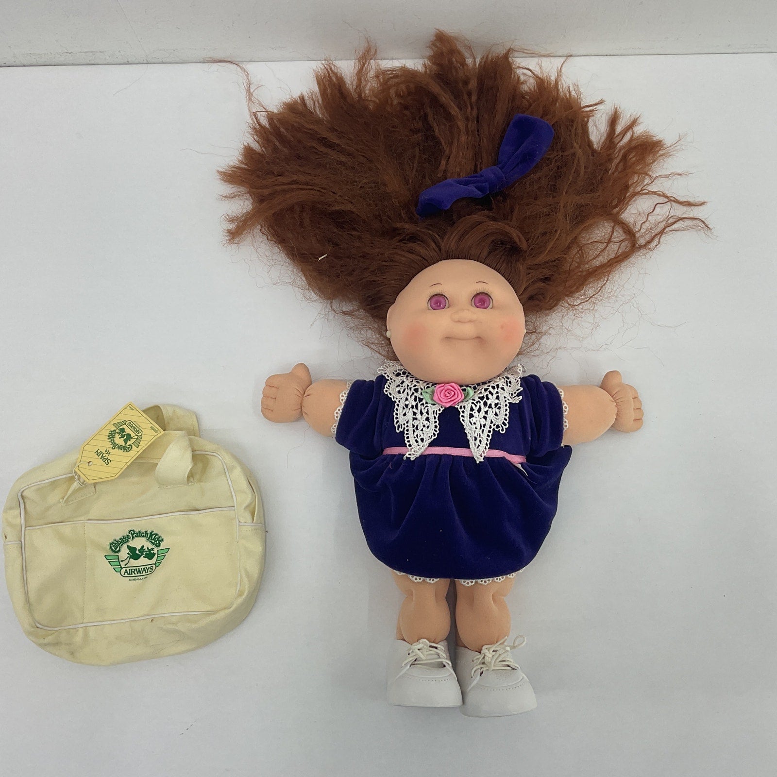 Cabbage Patch Kids CUTE Brunette Little Girl in Blue Dress Soft Body Doll - Warehouse Toys