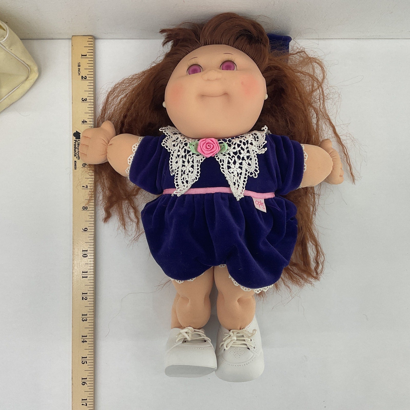 Cabbage Patch Kids CUTE Brunette Little Girl in Blue Dress Soft Body Doll - Warehouse Toys