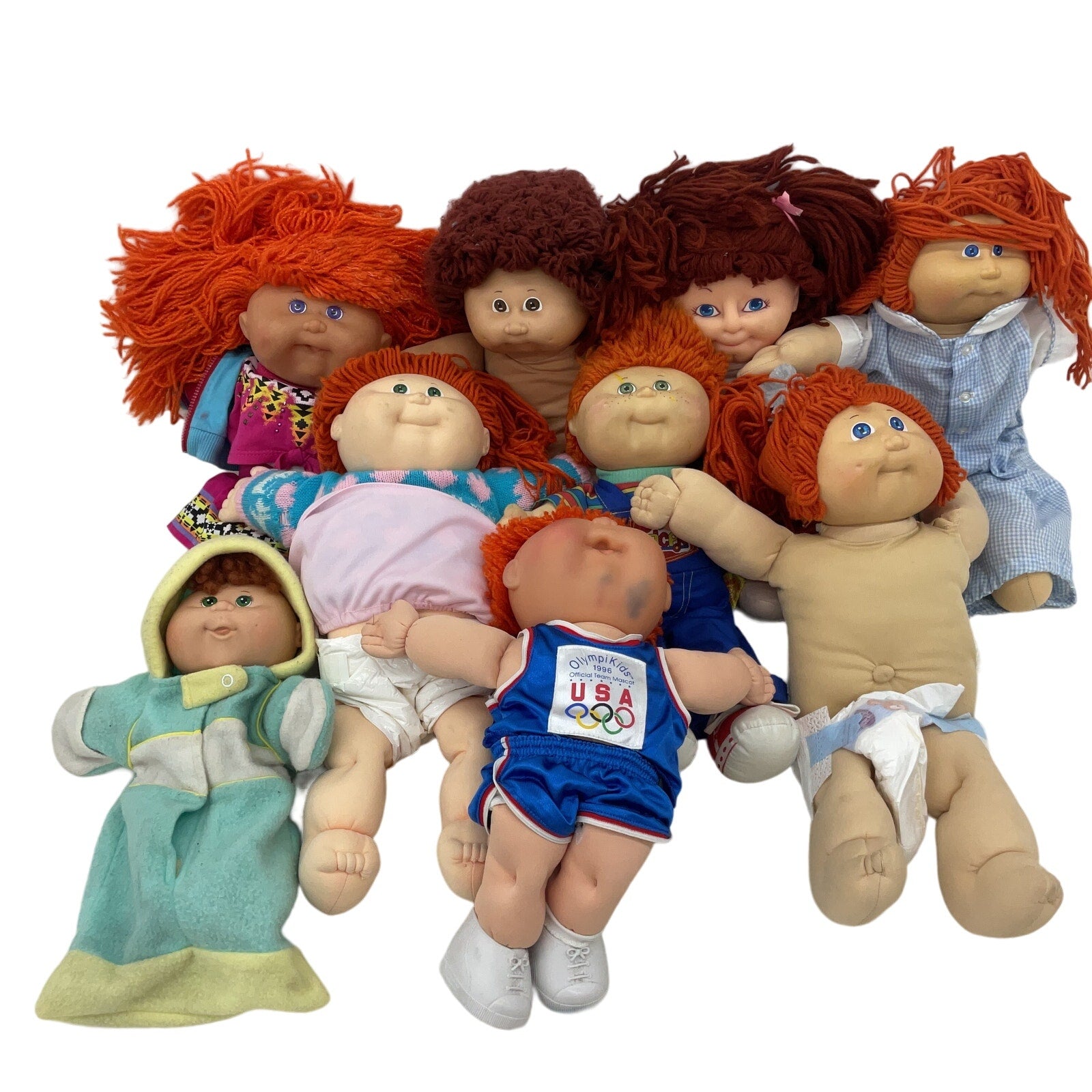 Cabbage Patch Kids & Others Vintage & Modern Baby Dolls LOT Redheaded Yarn Hair - Warehouse Toys