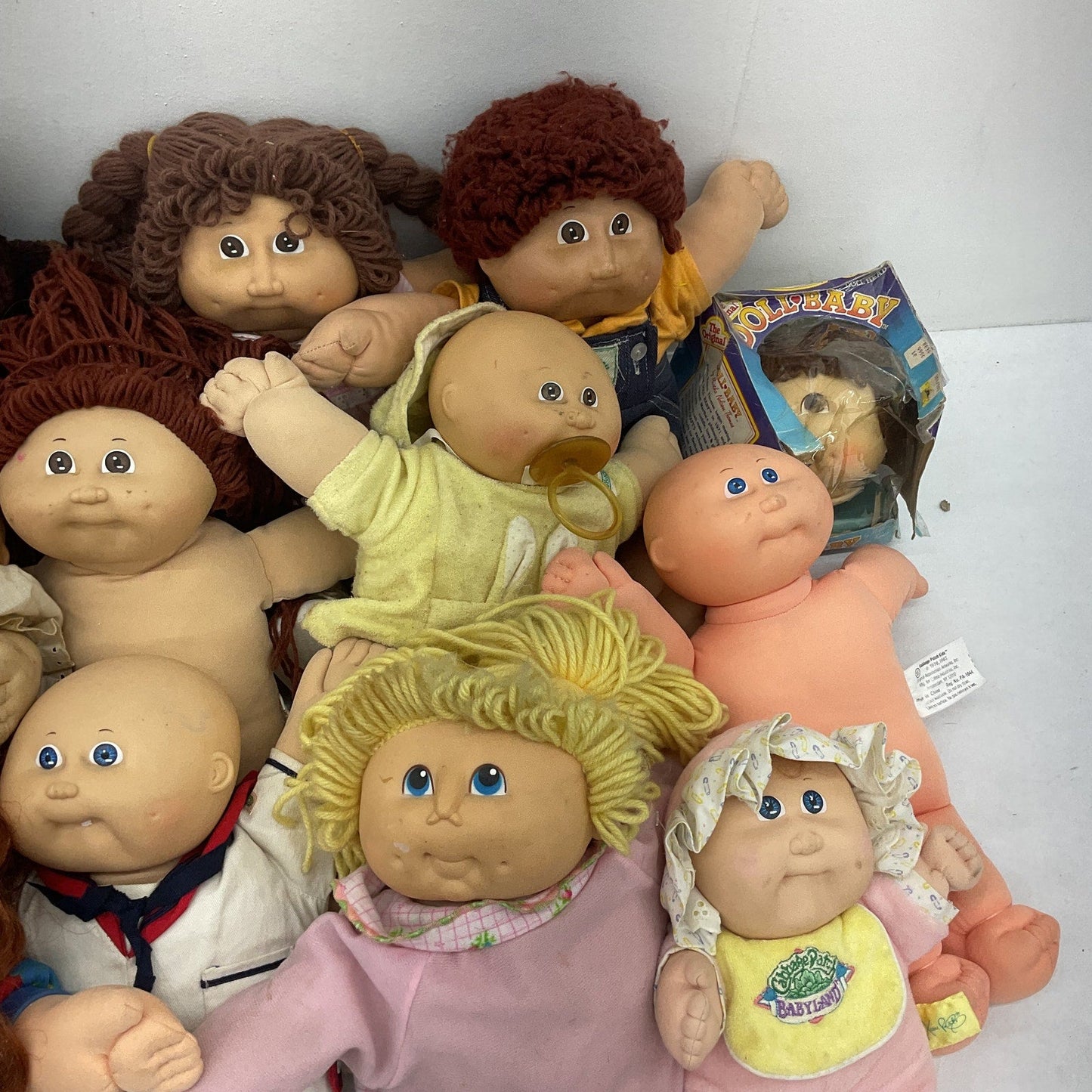 Cabbage Patch Kids & Others Vintage Preowned 11 Baby Dolls LOT Boys Girls Yarn - Warehouse Toys