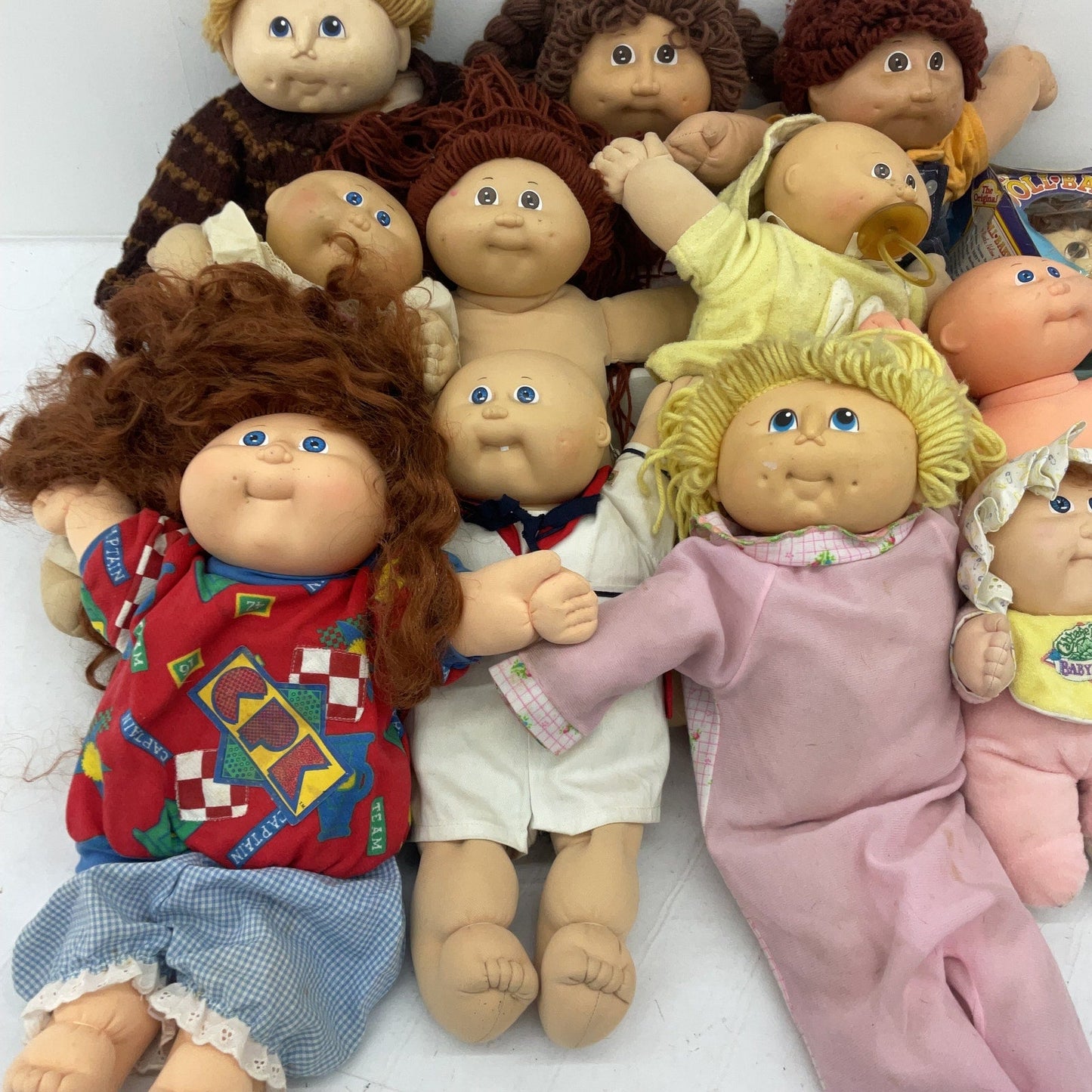 Cabbage Patch Kids & Others Vintage Preowned 11 Baby Dolls LOT Boys Girls Yarn - Warehouse Toys