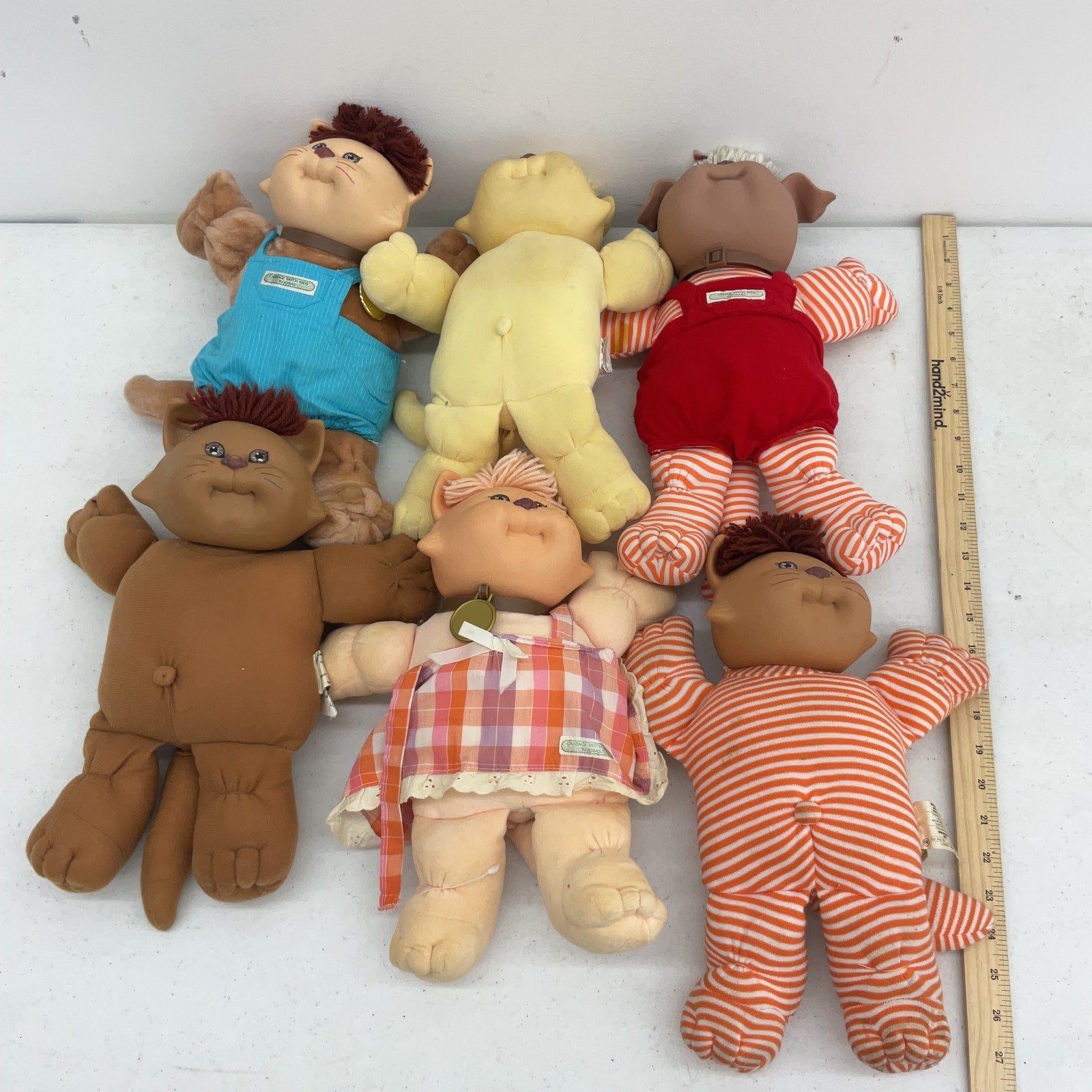 Cabbage Patch Kids Vintage Preowned 6 Baby Dolls LOT Koosa Pets Cats Dogs - Warehouse Toys