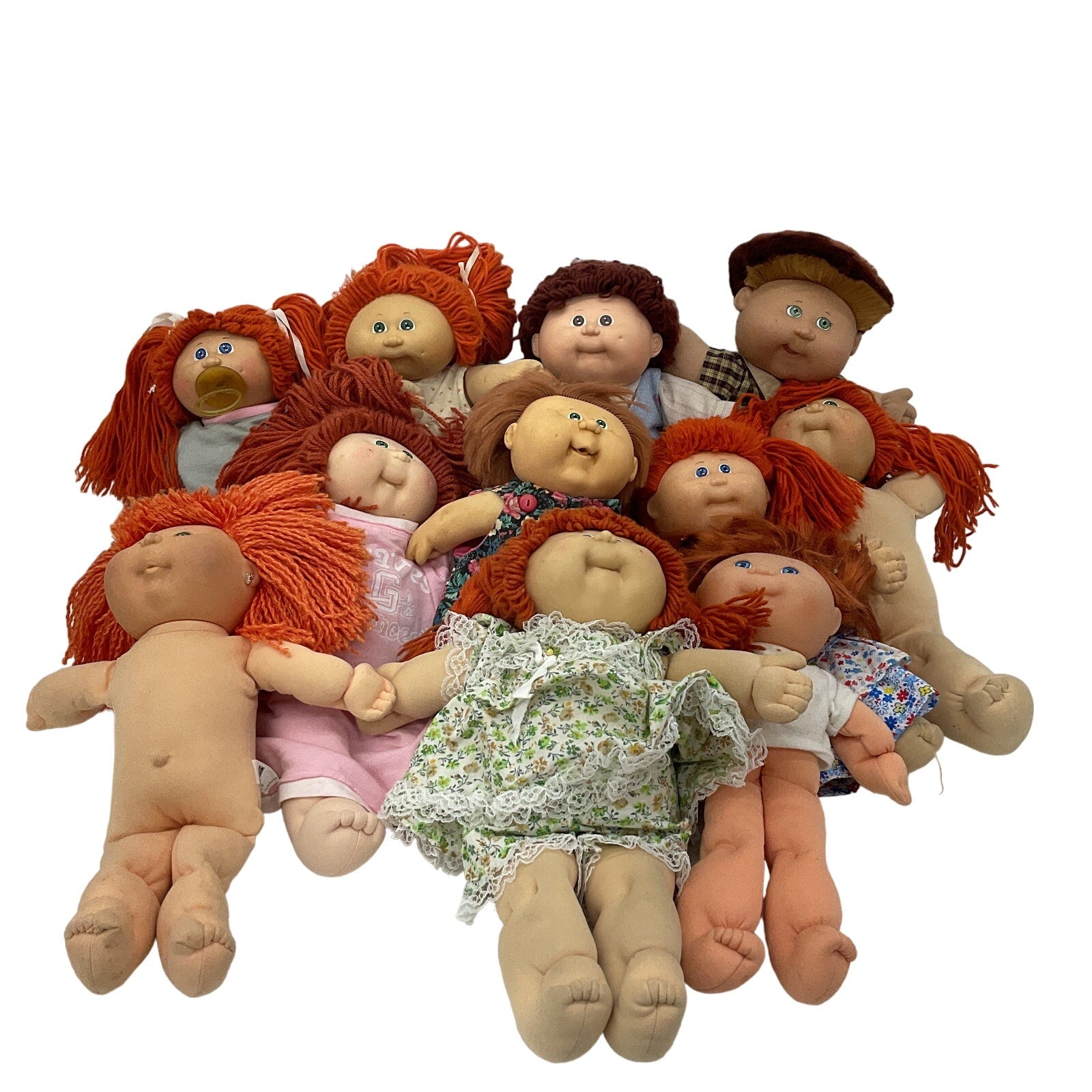 Cabbage Patch Kids Vintage Preowned Baby Dolls 13 lbs LOT Red Headed Yarn Hair - Warehouse Toys