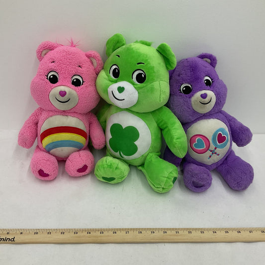 Care Bears Purple Pink Green Plush Stuffed Animal Toy Lot - Warehouse Toys