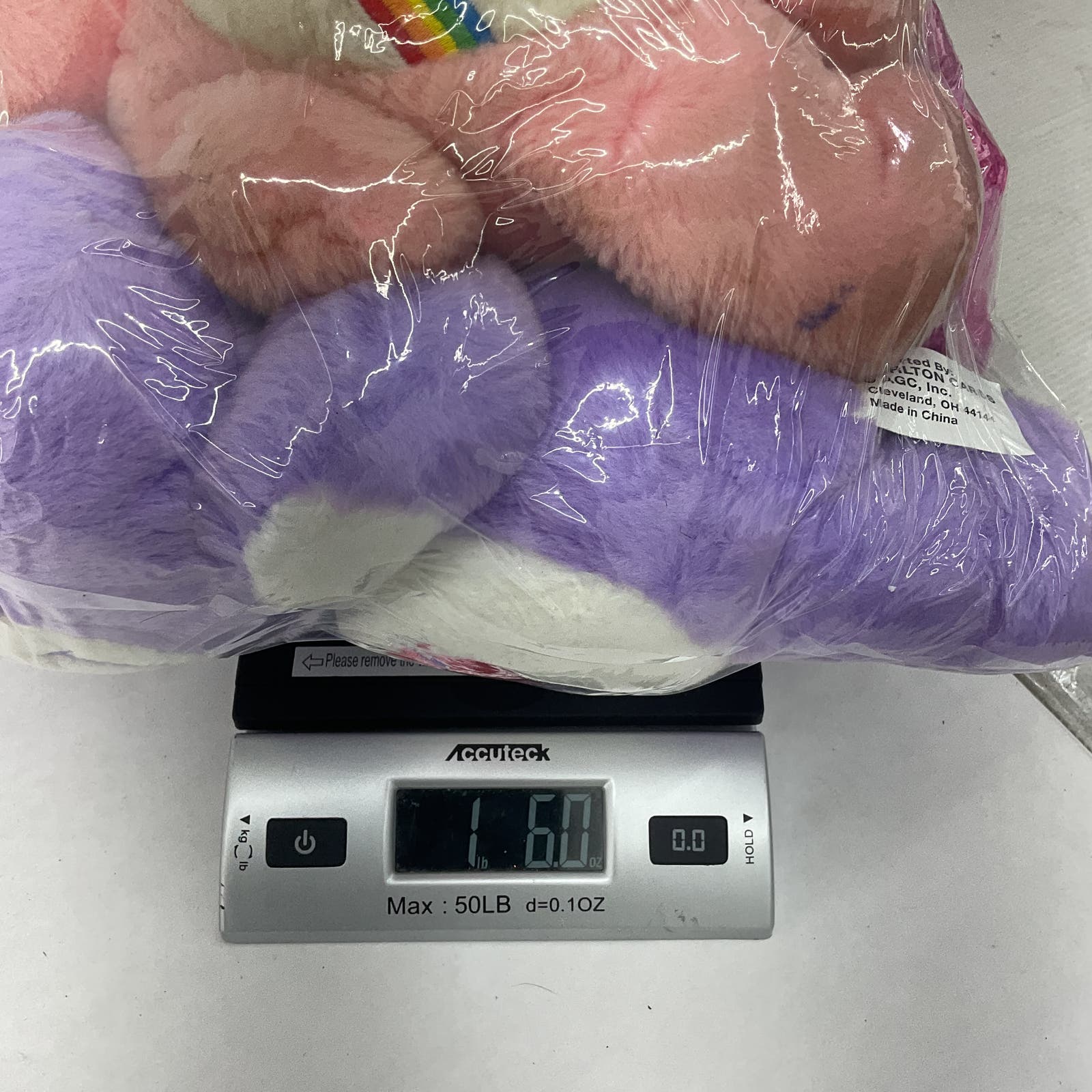 Care Bears Rainbow Heart Ice Cream, Pink Purple Plush Toy Lot - Warehouse Toys