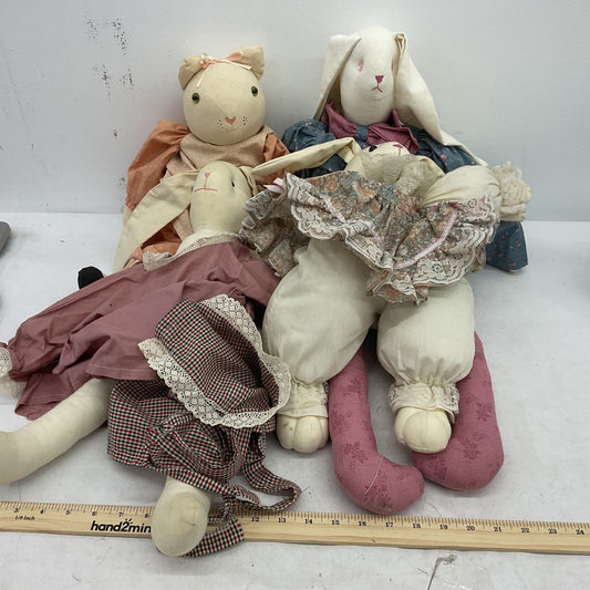 Country Ragdoll Bunny Rabbit Plush Toy Doll Lot - White TL Toys - Warehouse Toys