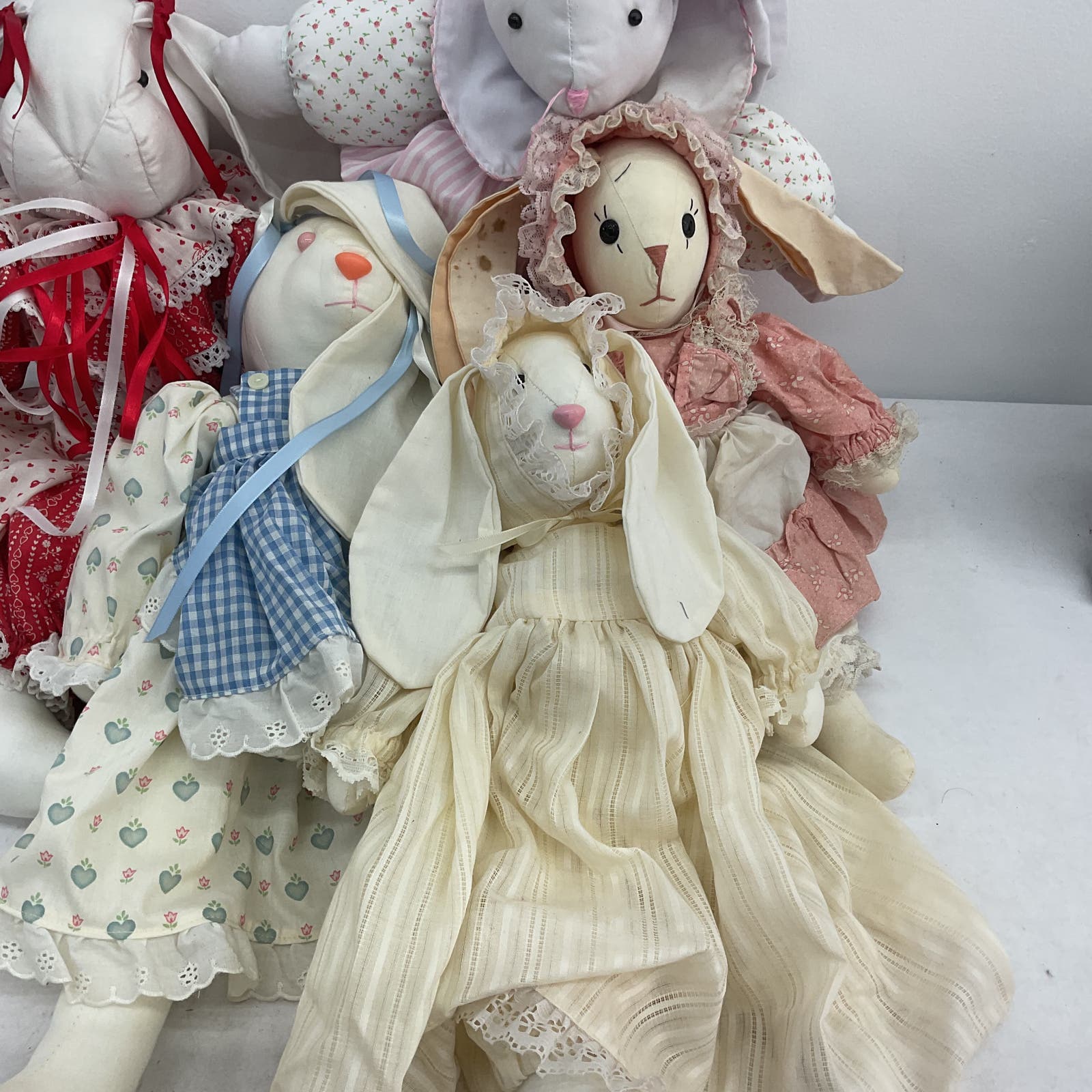 Country Style Handmade Ragdoll Bunny Rabbit Lot White Stuffed Animal Toy - Warehouse Toys