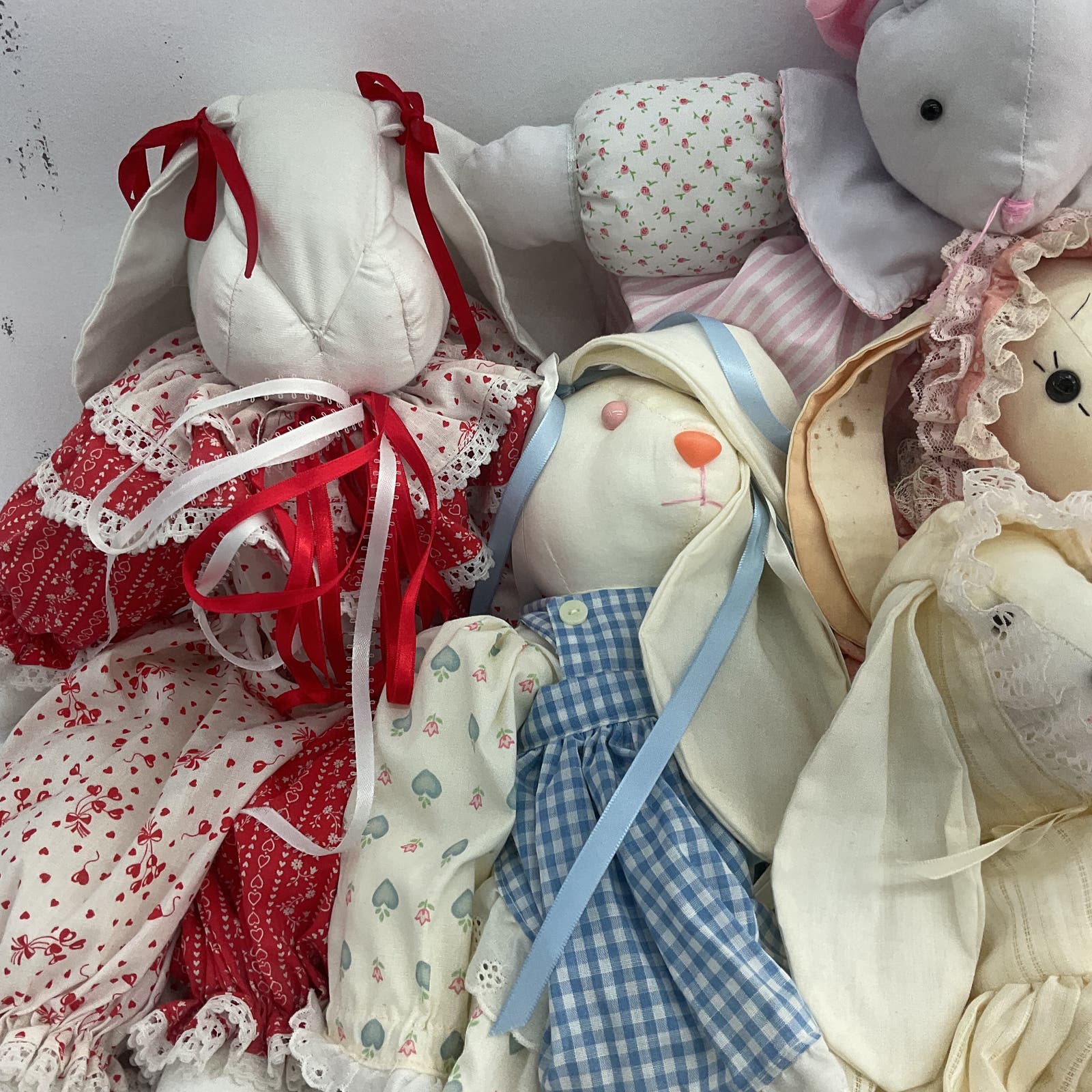 Country Style Handmade Ragdoll Bunny Rabbit Lot White Stuffed Animal Toy - Warehouse Toys