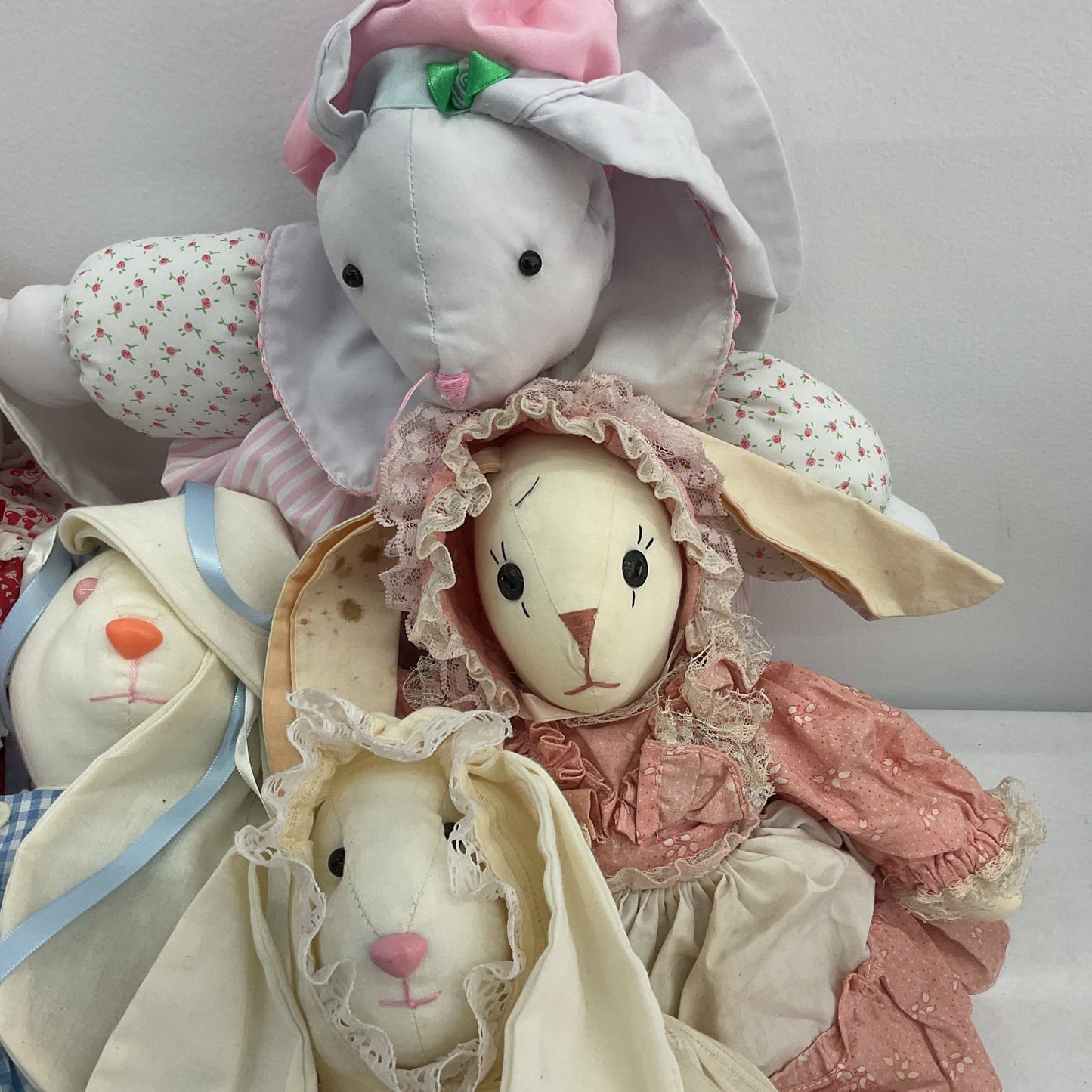 Country Style Handmade Ragdoll Bunny Rabbit Lot White Stuffed Animal Toy - Warehouse Toys