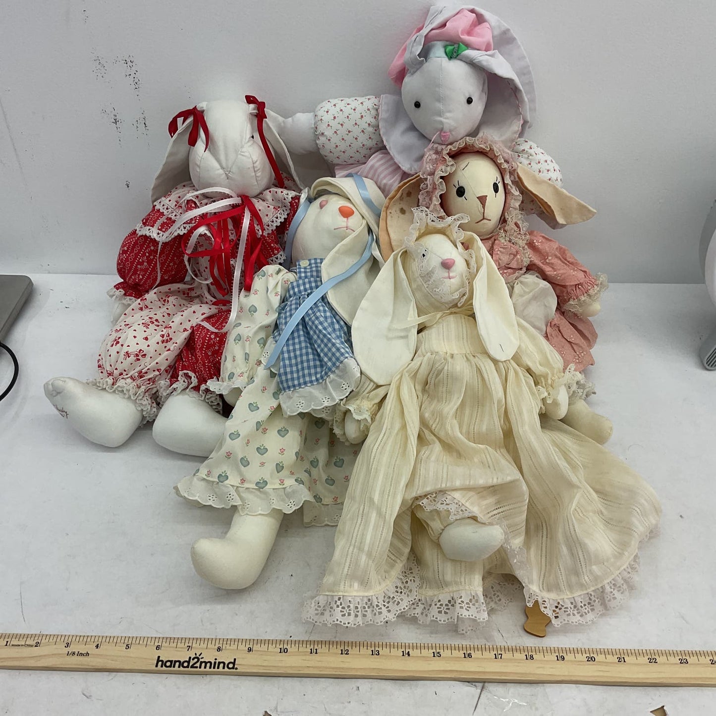 Country Style Handmade Ragdoll Bunny Rabbit Lot White Stuffed Animal Toy - Warehouse Toys