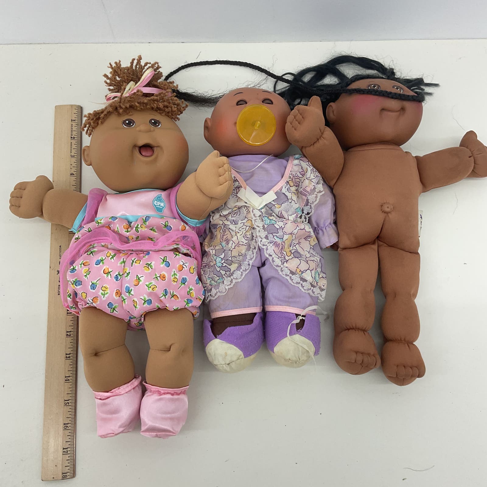 CPK Cabbage Patch Kids LOT 3 Soft Body Plush Newborn Baby Dolls Used - Warehouse Toys