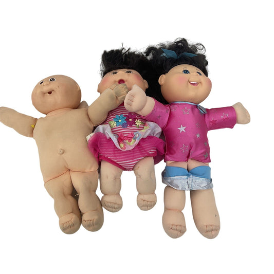 CPK Multicolor Preowned Baby Dolls LOT of 3 Mixed New Born Dark Hair - Warehouse Toys